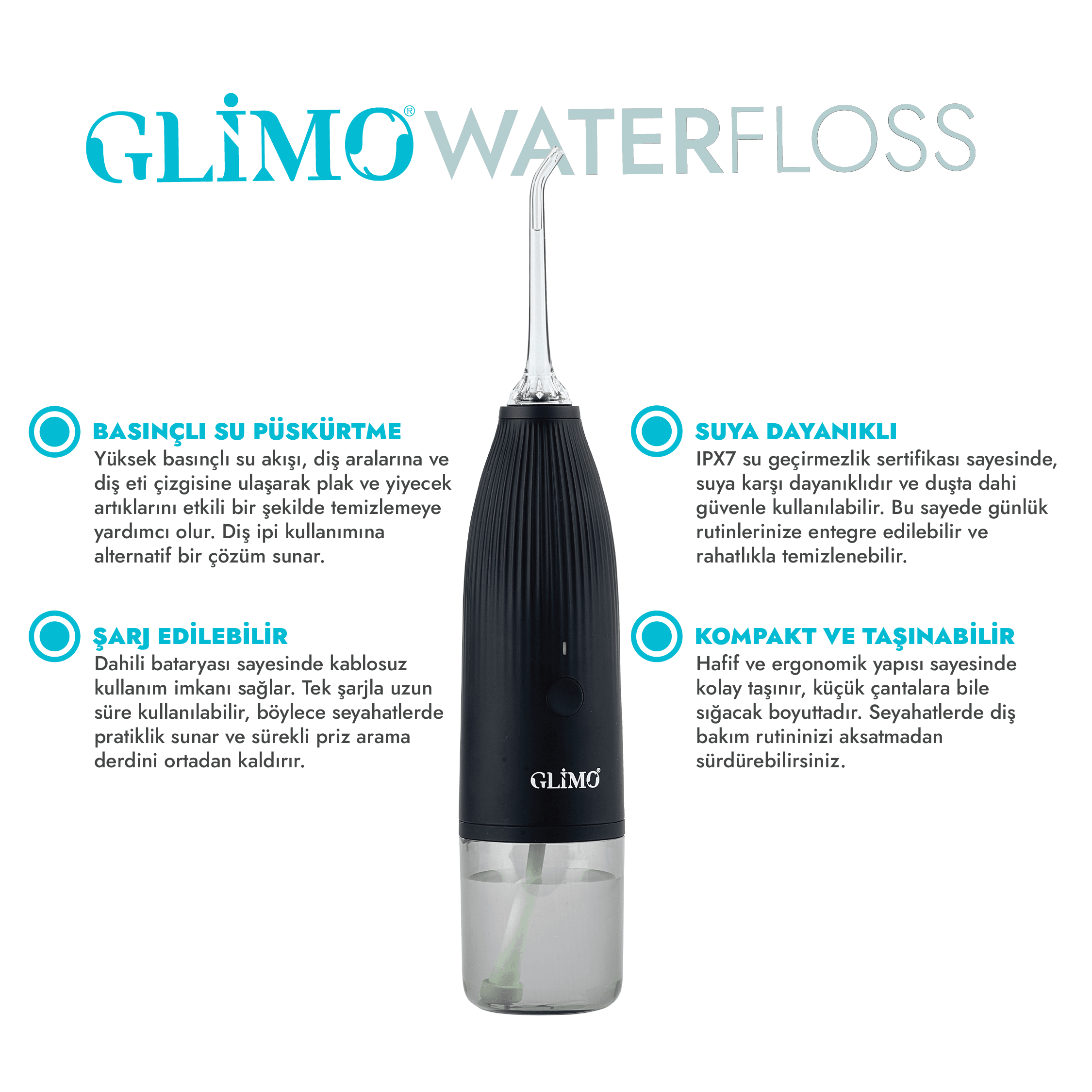 Glimo Oral Irrigator (Water Floss) - Black