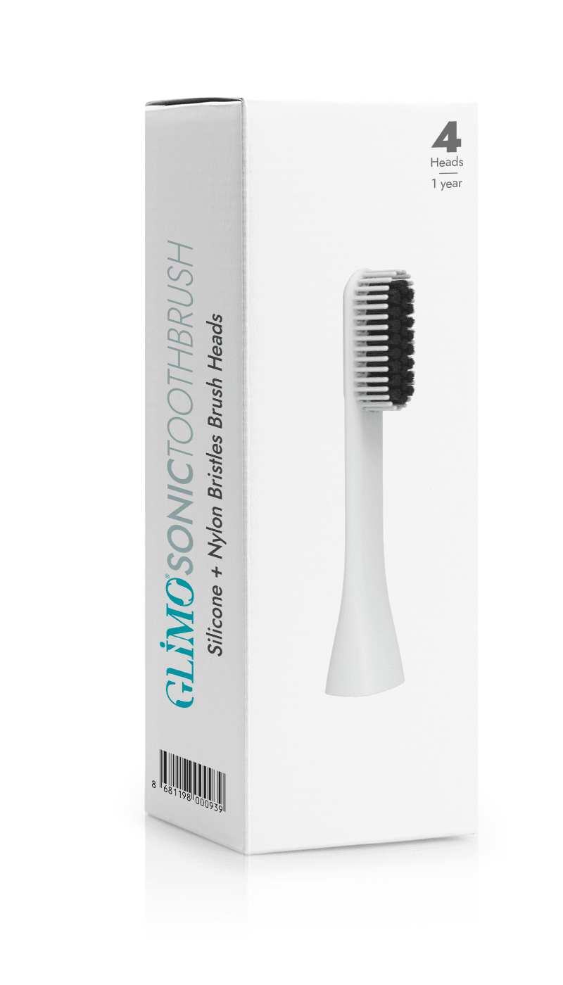 Glimo Nylon & Silicone Head 4 Rechargeable Toothbrush Head - White