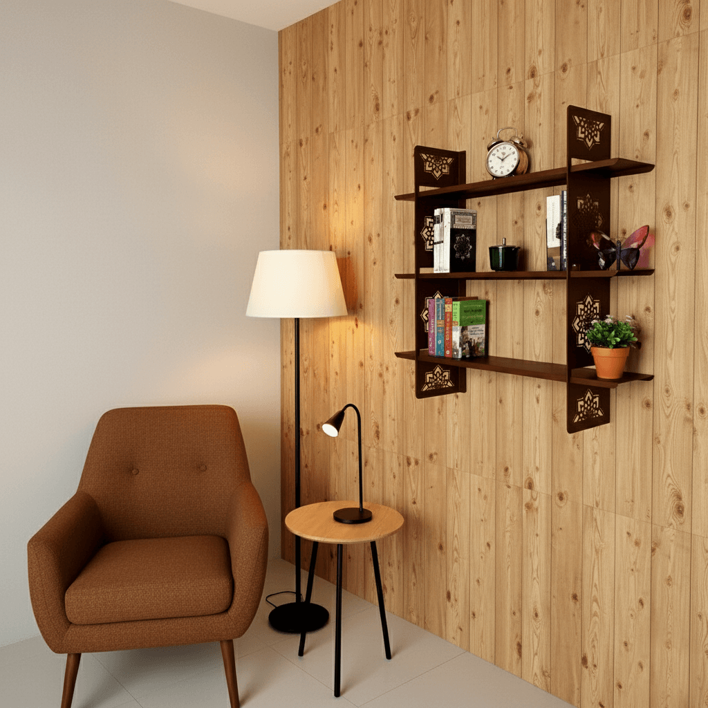 Lotus 79x79x17 Dekoratif Duvar Rafı