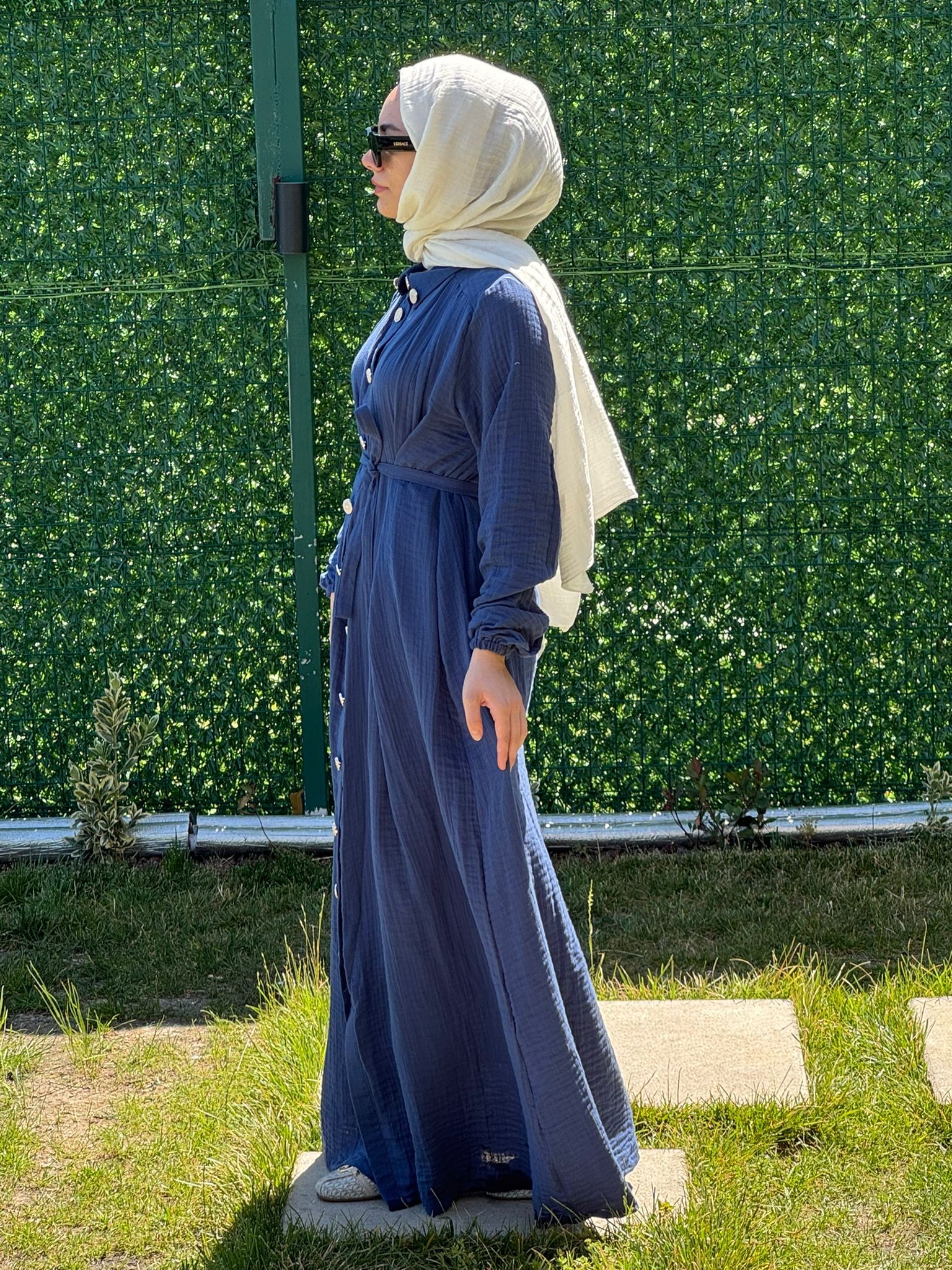 Alaçatı Müslin Elbise - İndigo