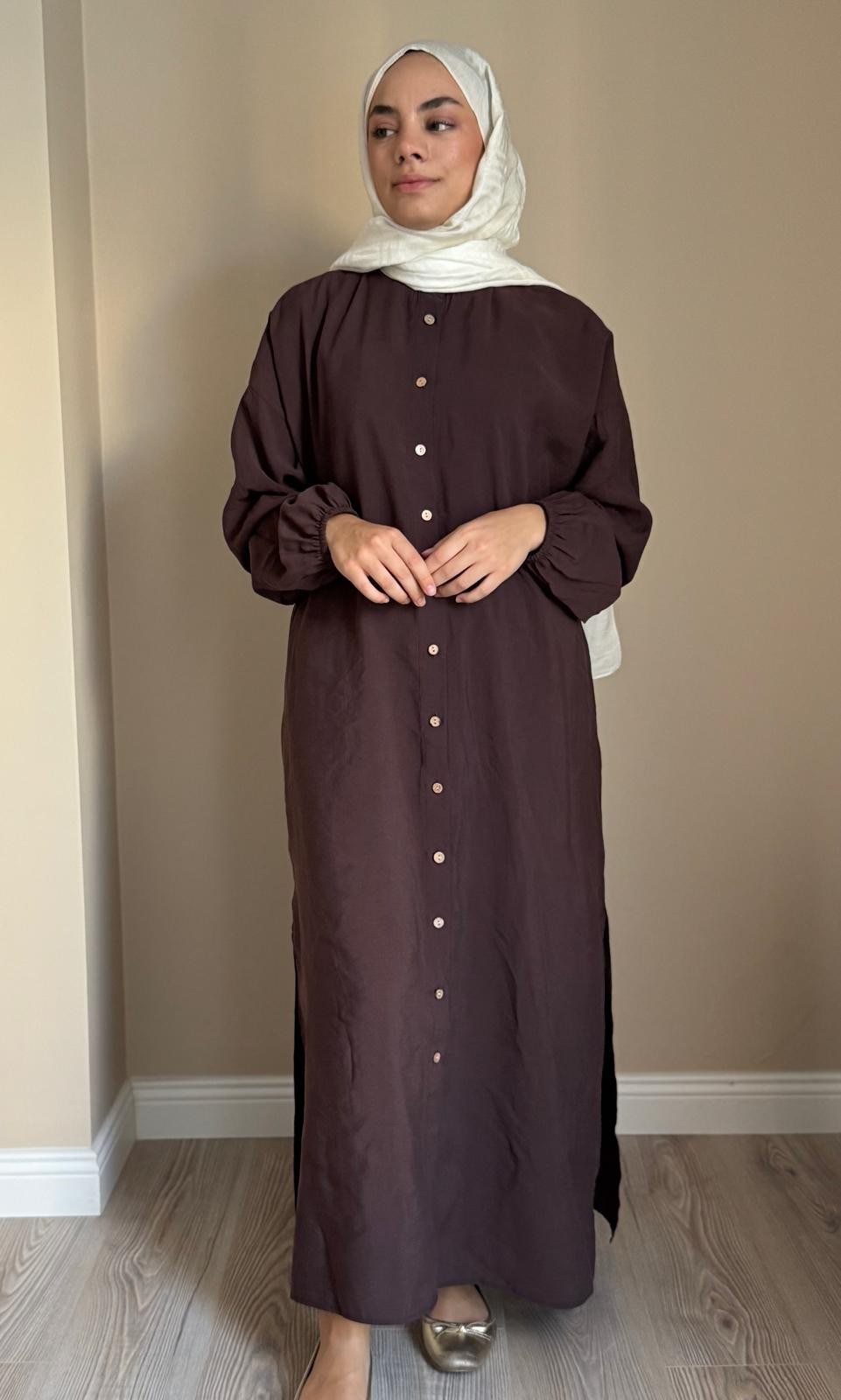 Asel Tam Boy Tunik (Modal) - Kahve