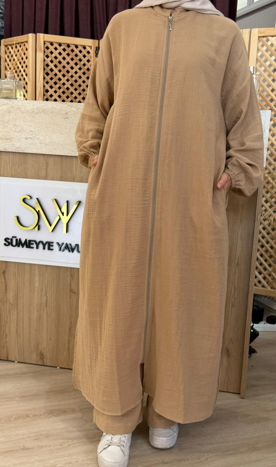 Hira Müslin Takım - Bej