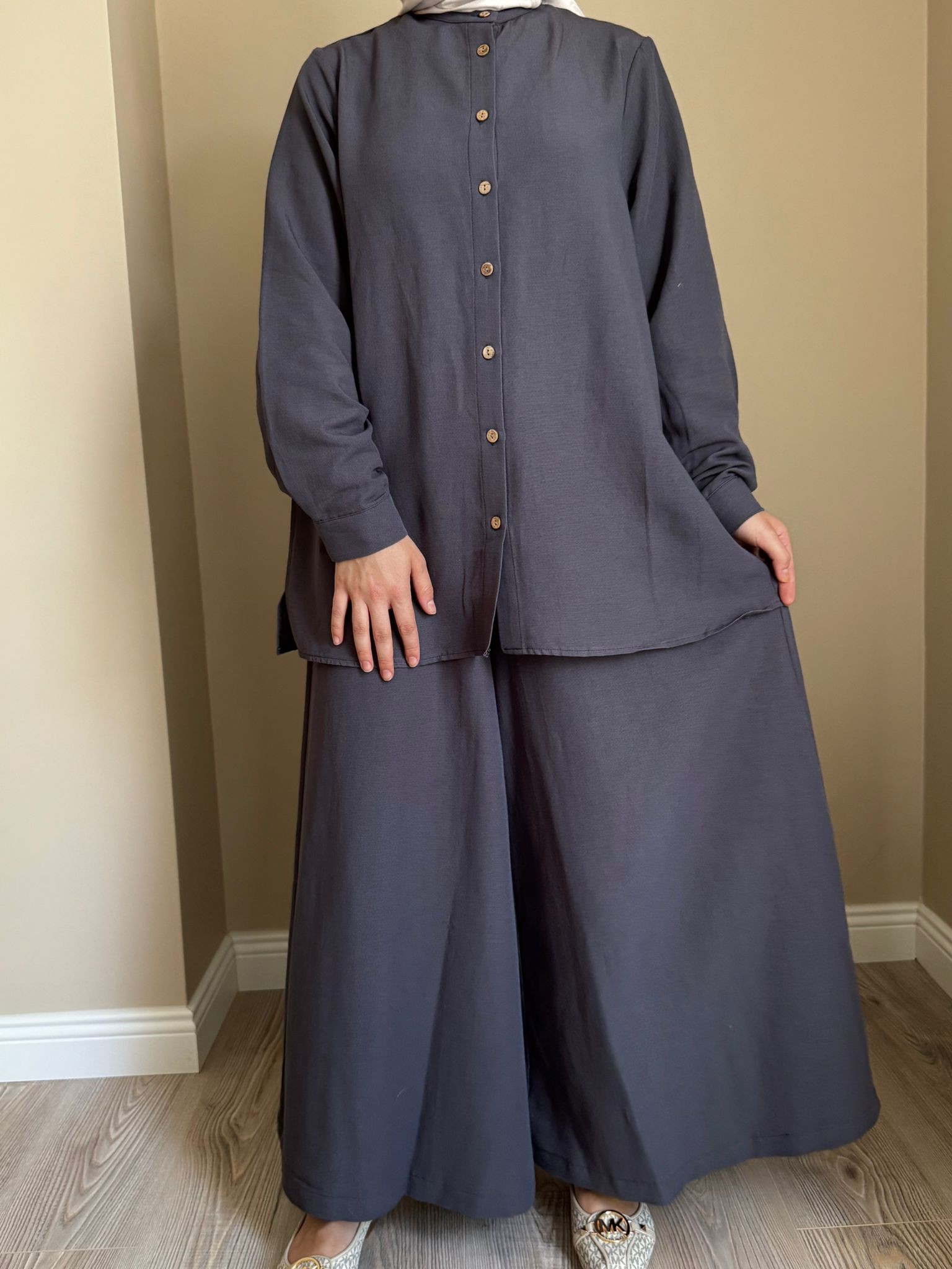 Nevra Etek Pantolon Takım  - Koyu Gri