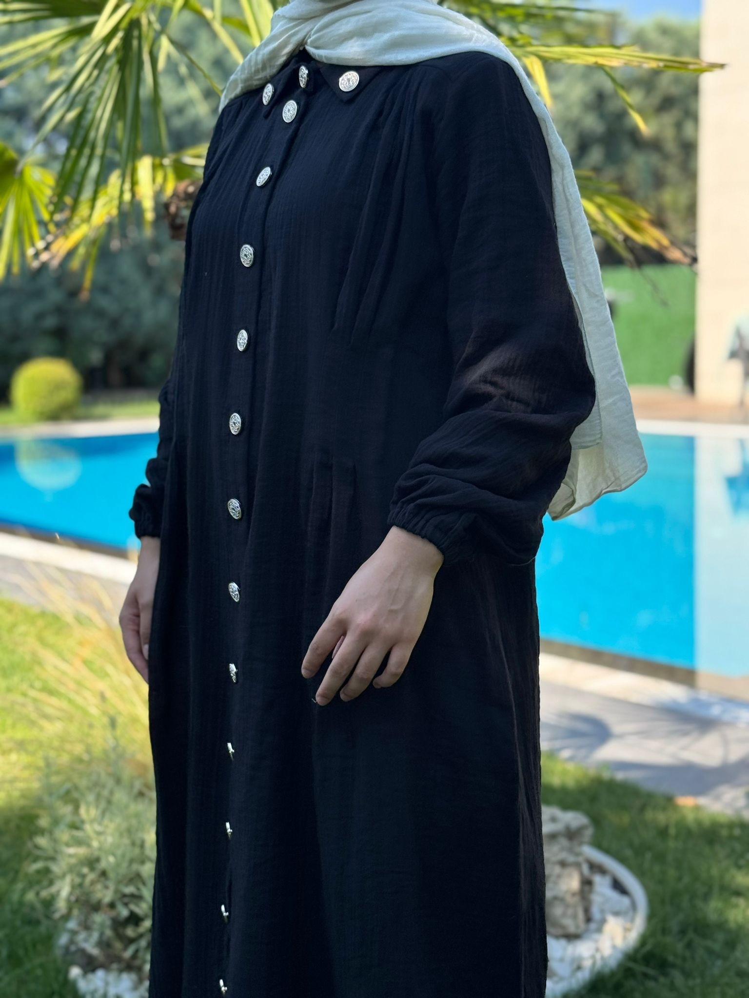 Alaçatı Müslin Elbise - Siyah