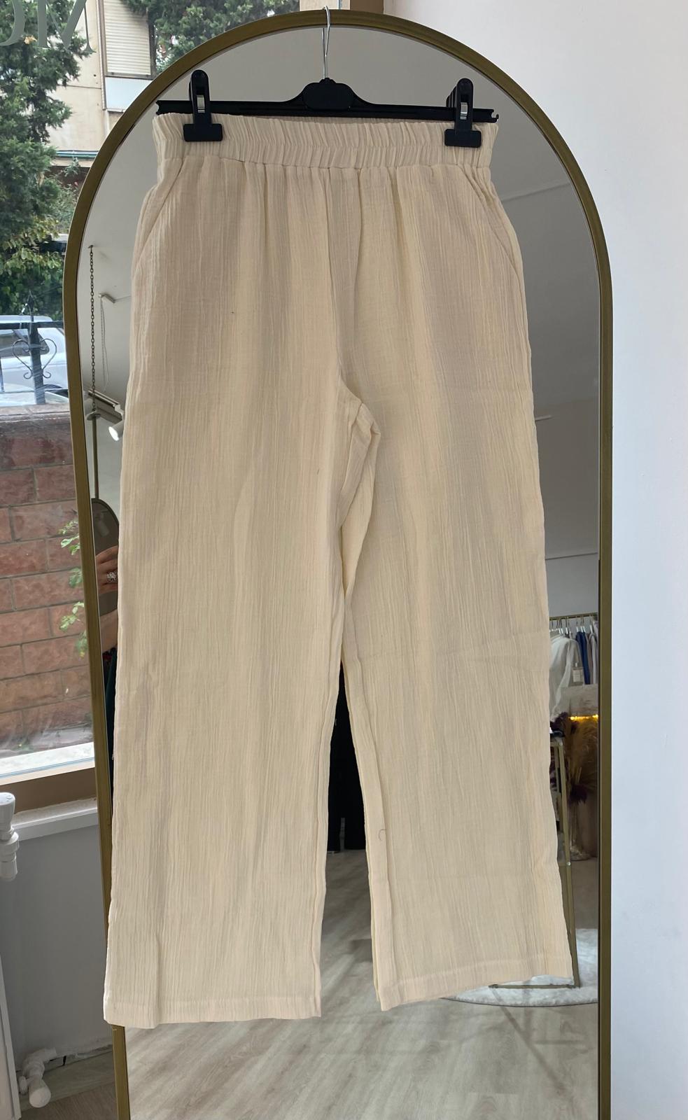 Hira Müslin Pantolon - Naturel