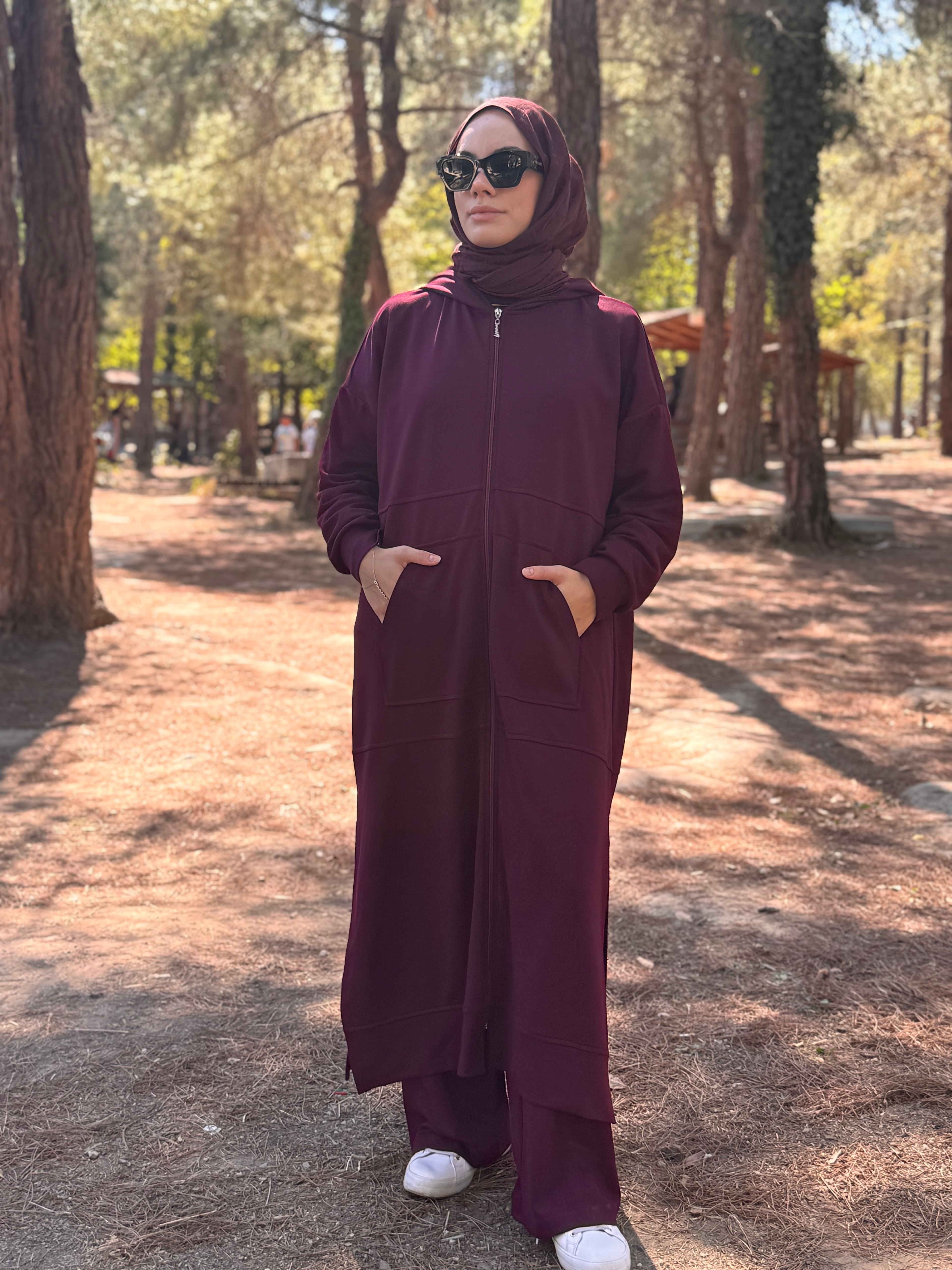 Farah Kapüşonlu Eşofman Takım (Oyhso-Modal Kumaş) - Bordo