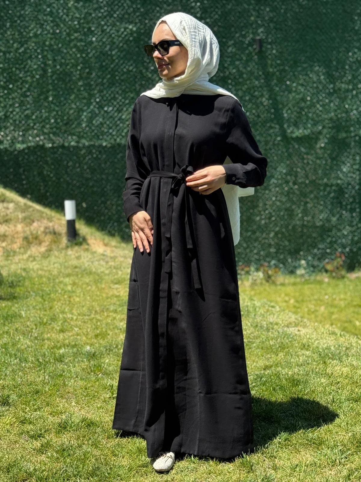 Tencel Gömlek Elbise - Siyah