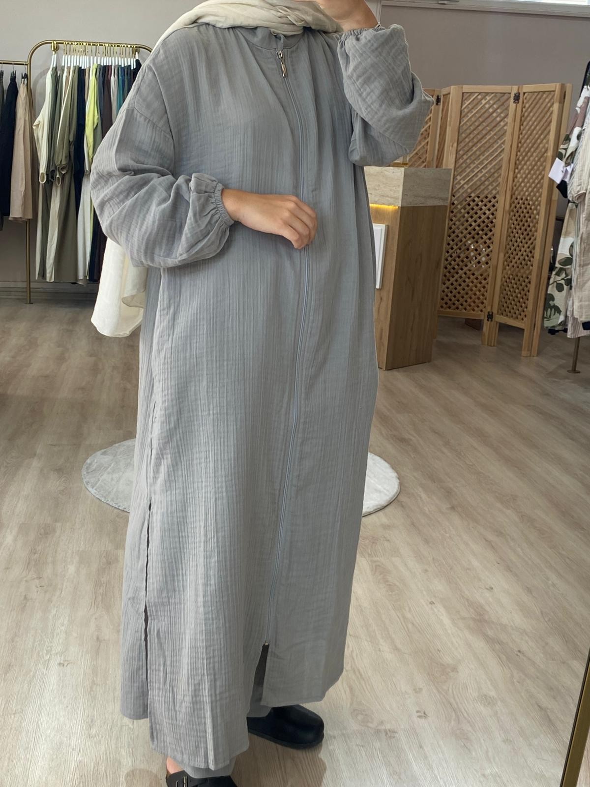 Hira Müslin Takım - Gri