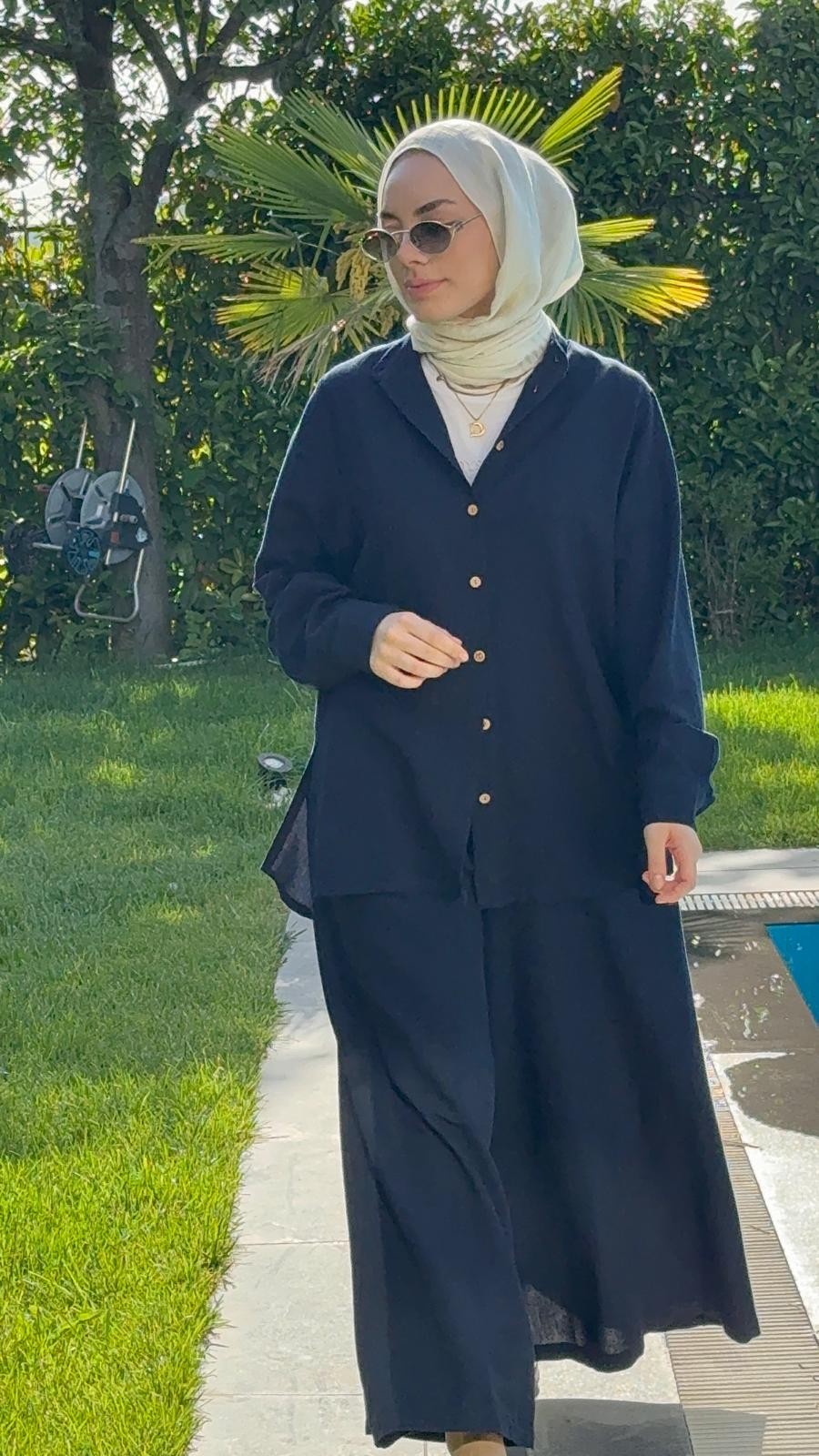 Nevra Etek Pantolon Takım  - Lacivert