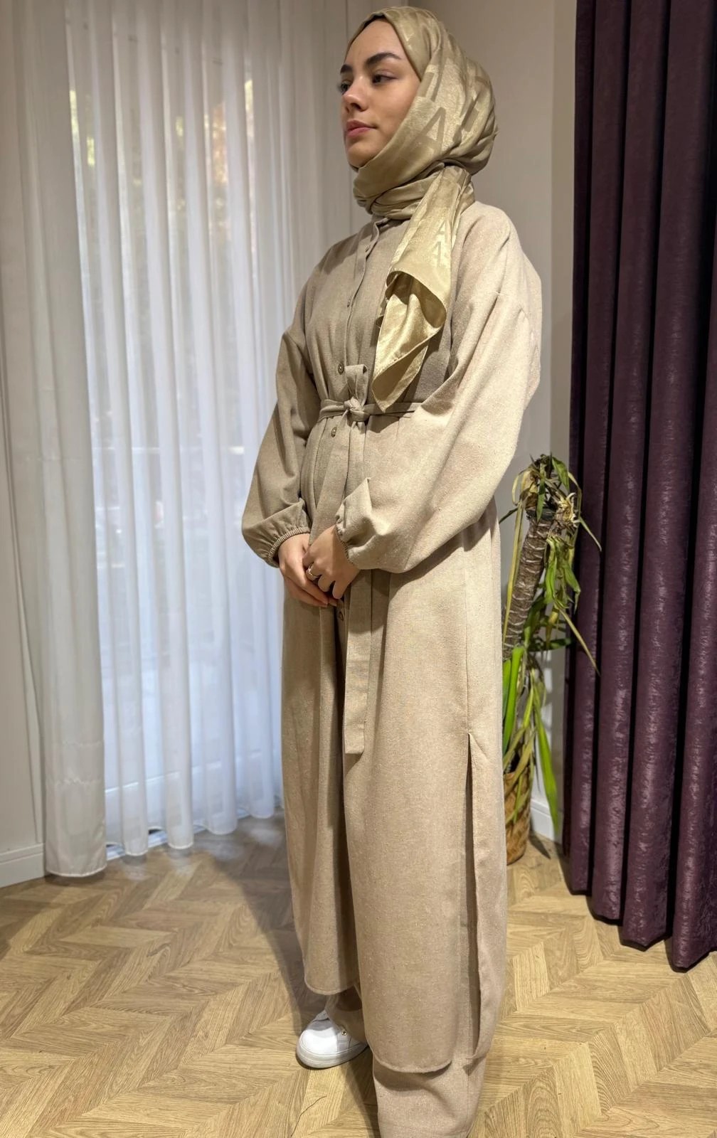 Helen Pamuk Keten Takım Bej (Outlet Ürün)
