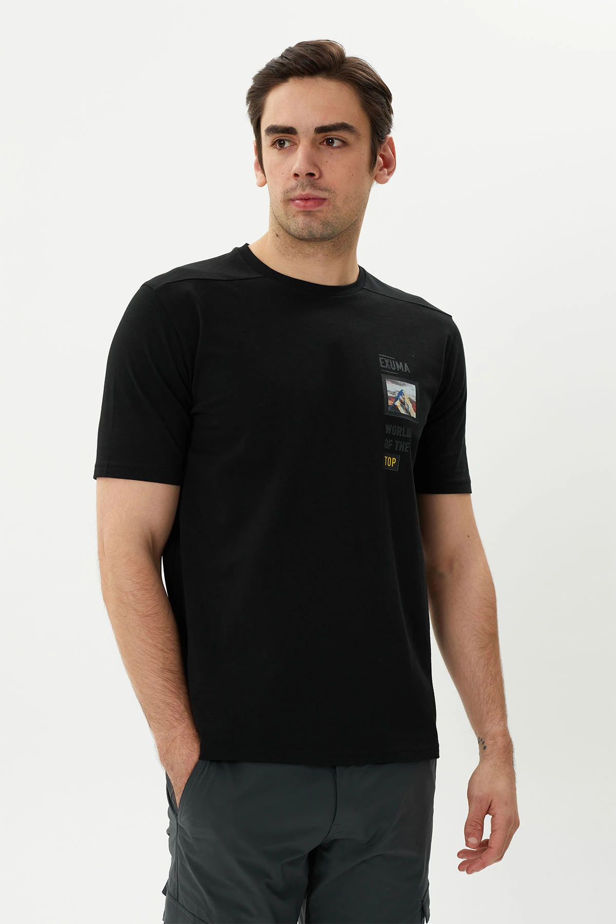 EXUMA ERKEK BASKILI T-SHIRT 1412049 - 010-BLACK