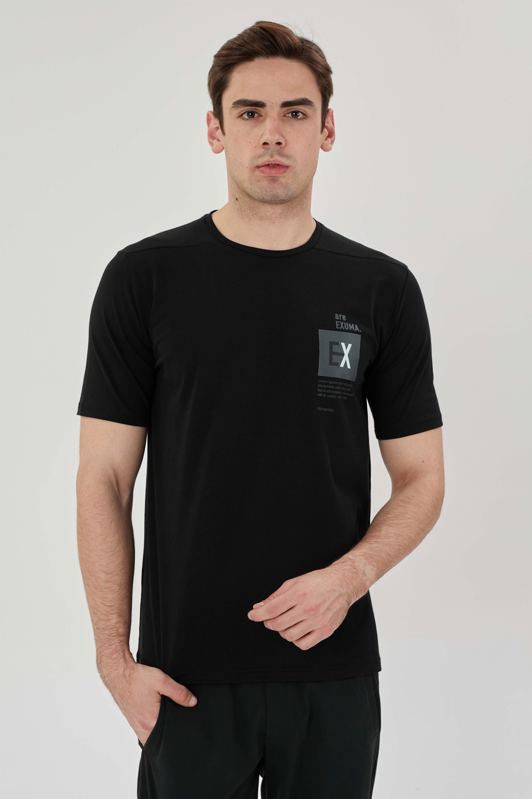 EXUMA ERKEK BASKILI T-SHIRT 1412095 - 010-BLACK