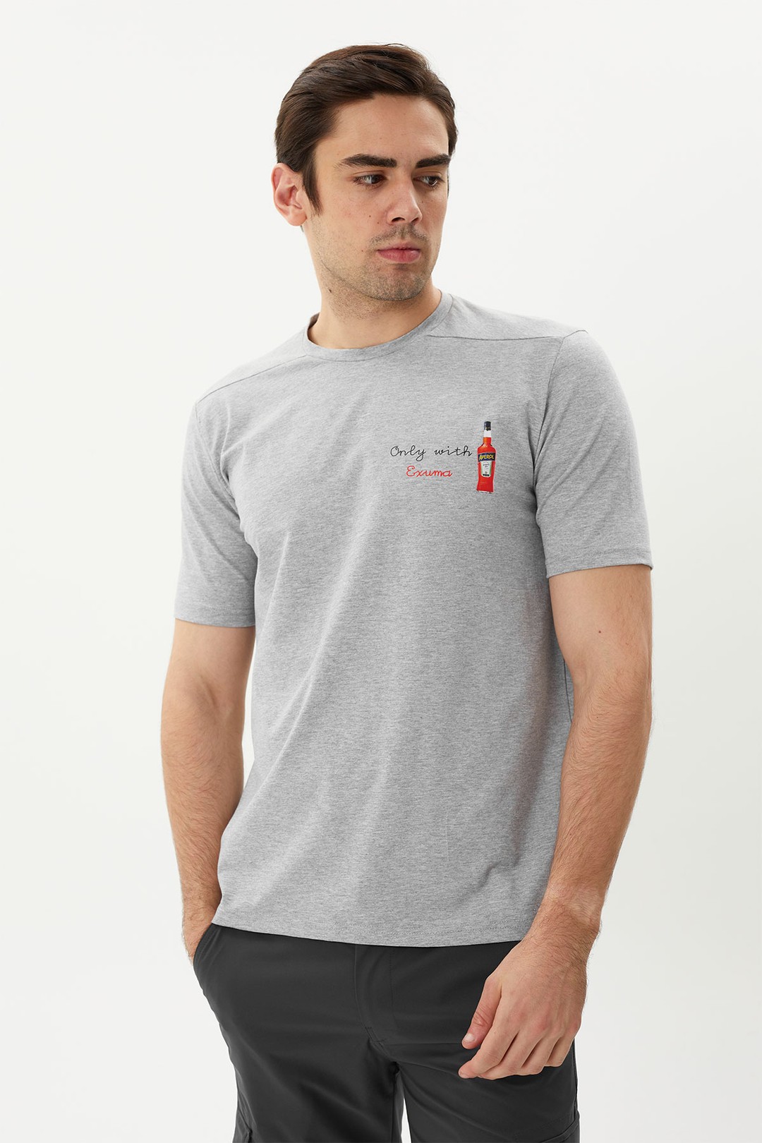 EXUMA ERKEK BASKILI T-SHIRT 1412044 - GREY