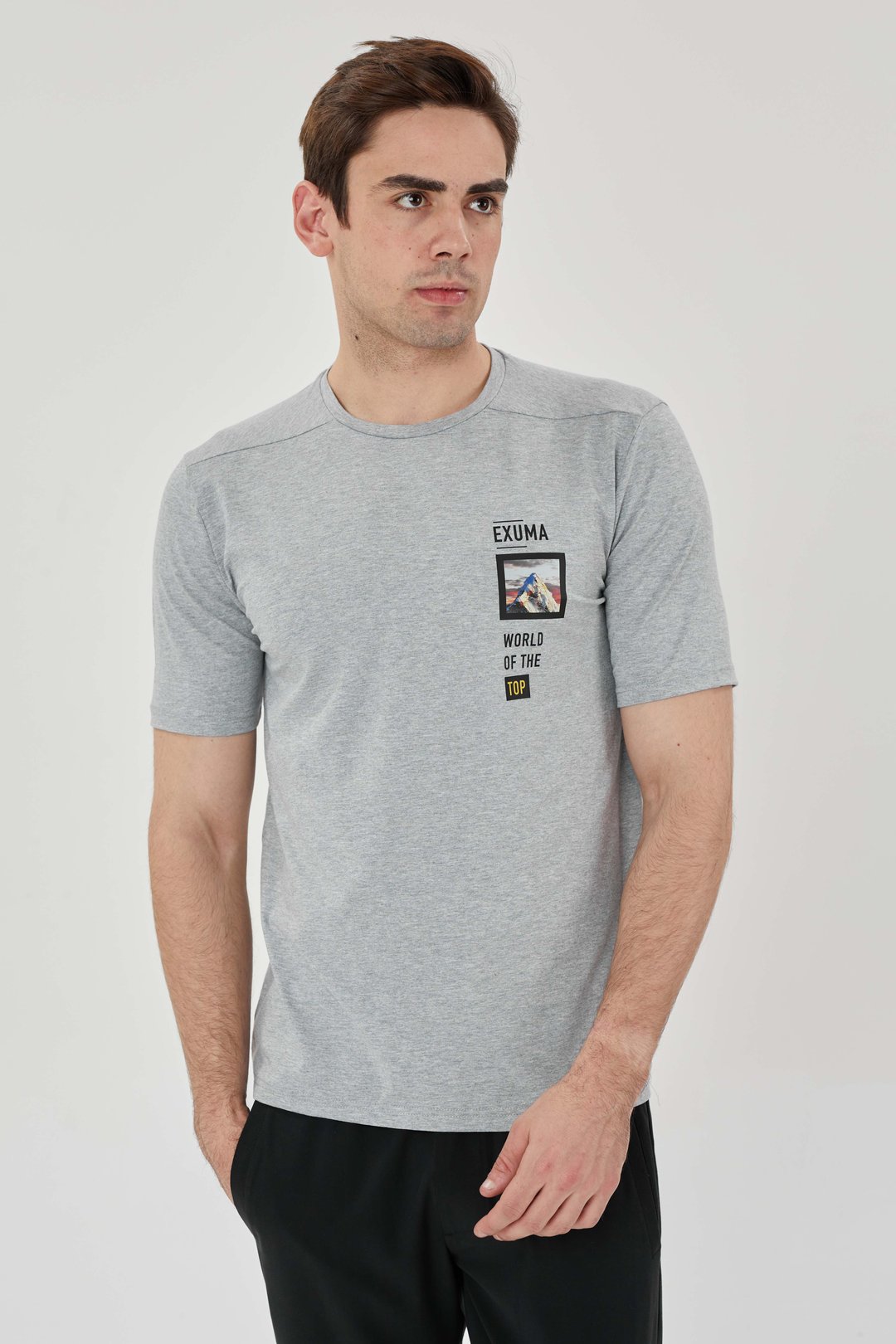 EXUMA ERKEK BASKILI T-SHIRT 1412049 - GREY