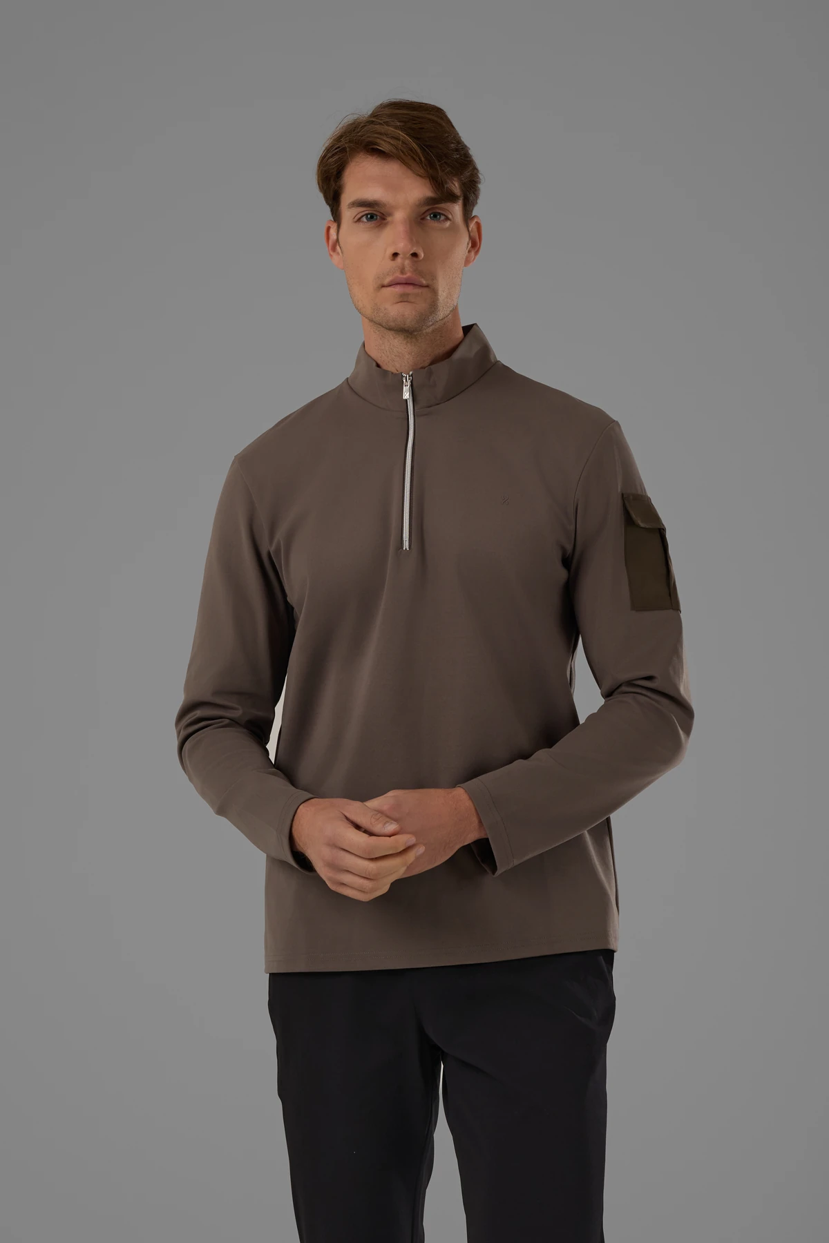 EXUMA ERKEK KAYIKÇI YAKA SWEATSHIRT 2519009 - VIZON