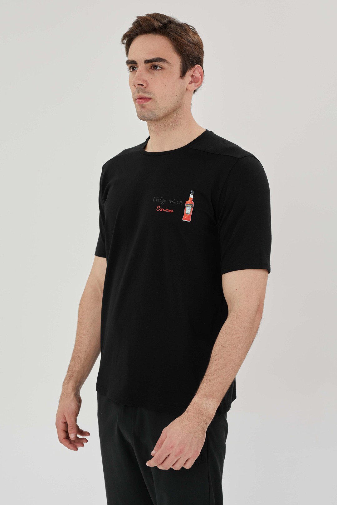 EXUMA ERKEK BASKILI T-SHIRT 1412044 - 010-BLACK