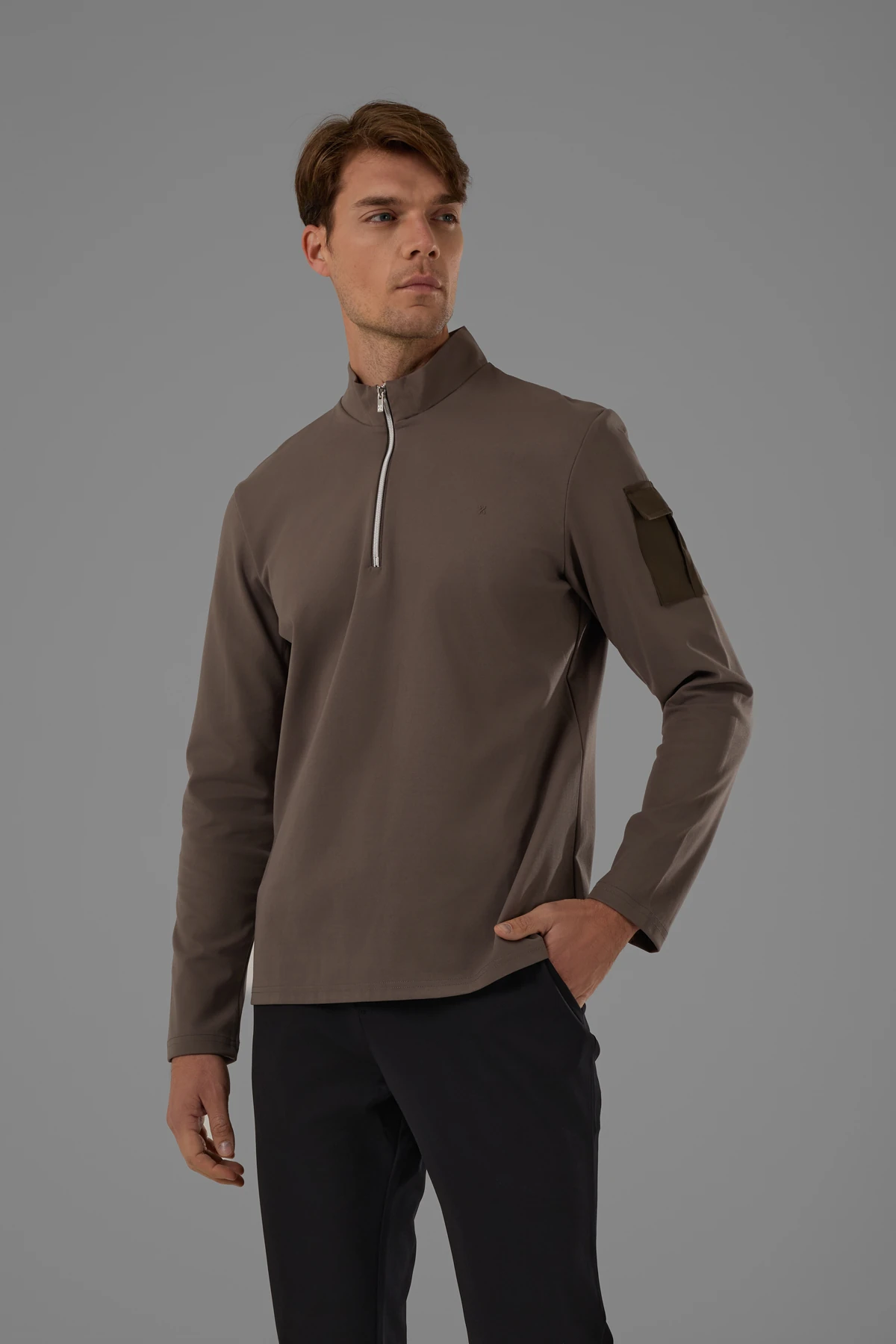 EXUMA ERKEK KAYIKÇI YAKA SWEATSHIRT 2519009 - VIZON