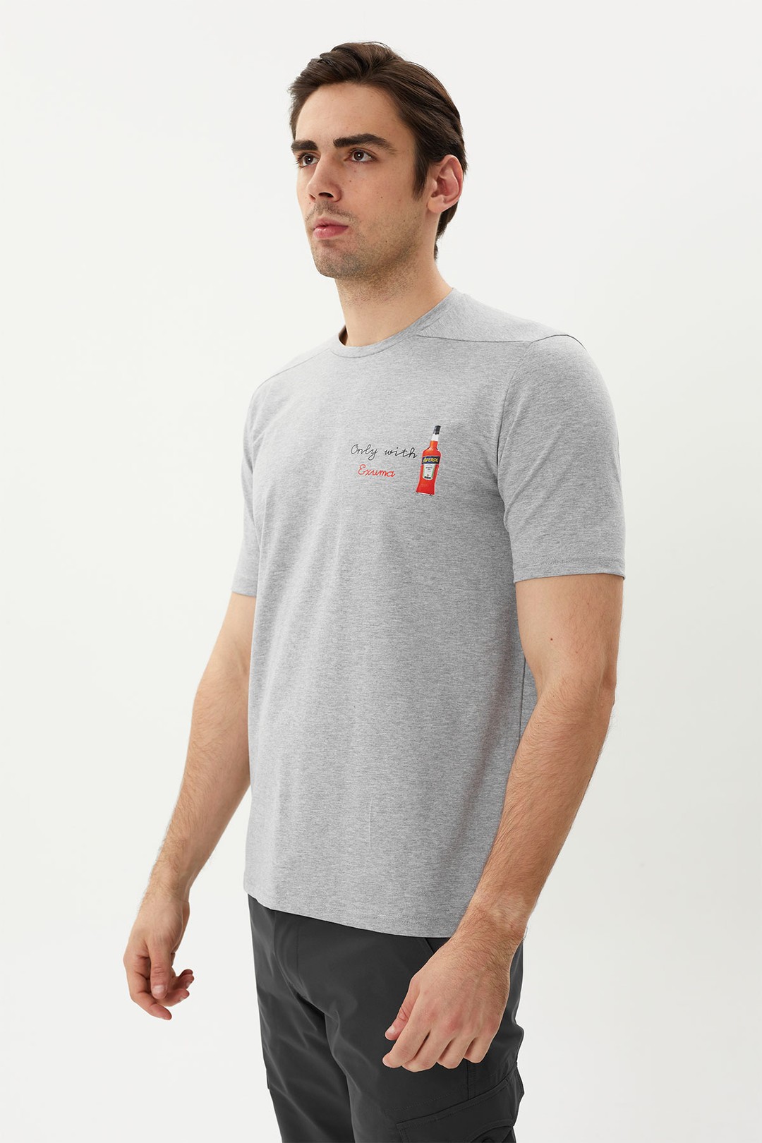 EXUMA ERKEK BASKILI T-SHIRT 1412044 - GREY