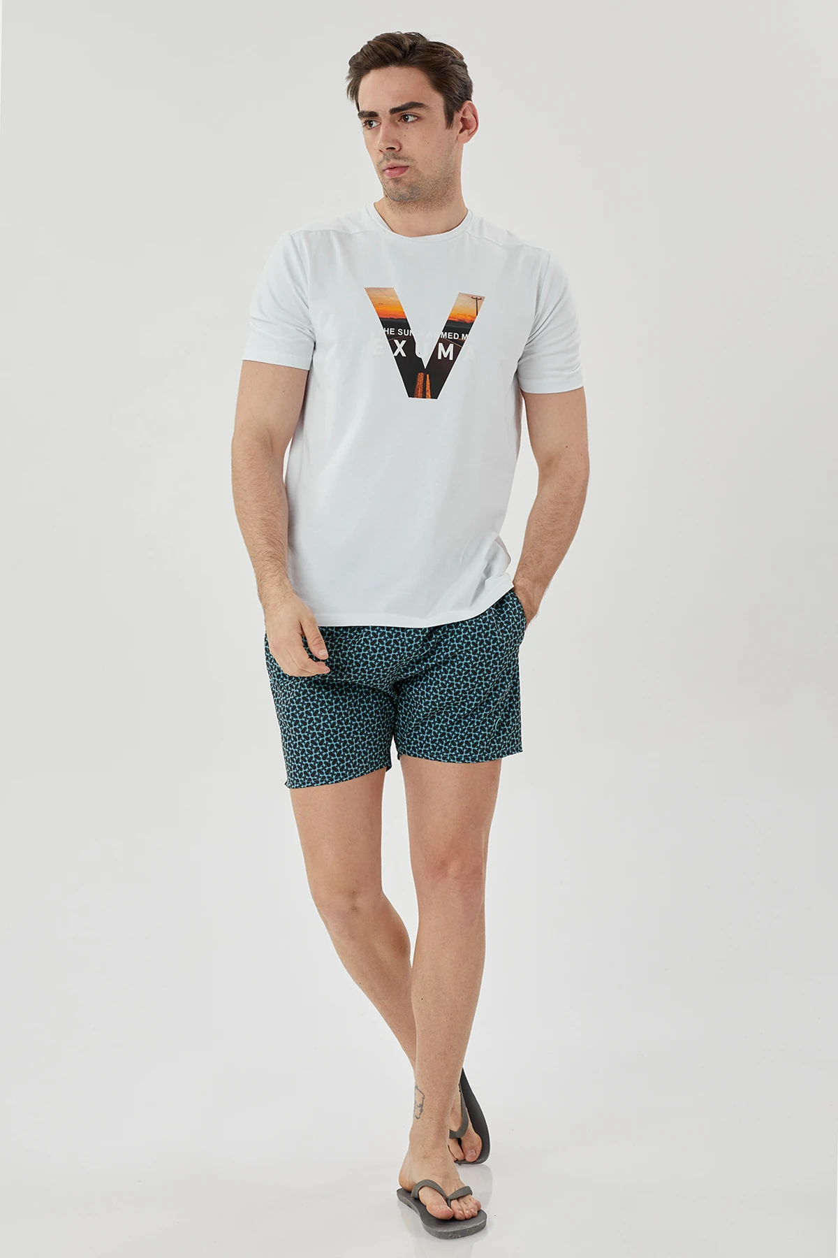 EXUMA ERKEK BASKILI DENİZ ŞORTU 1415033 - 107-MINT PRINT