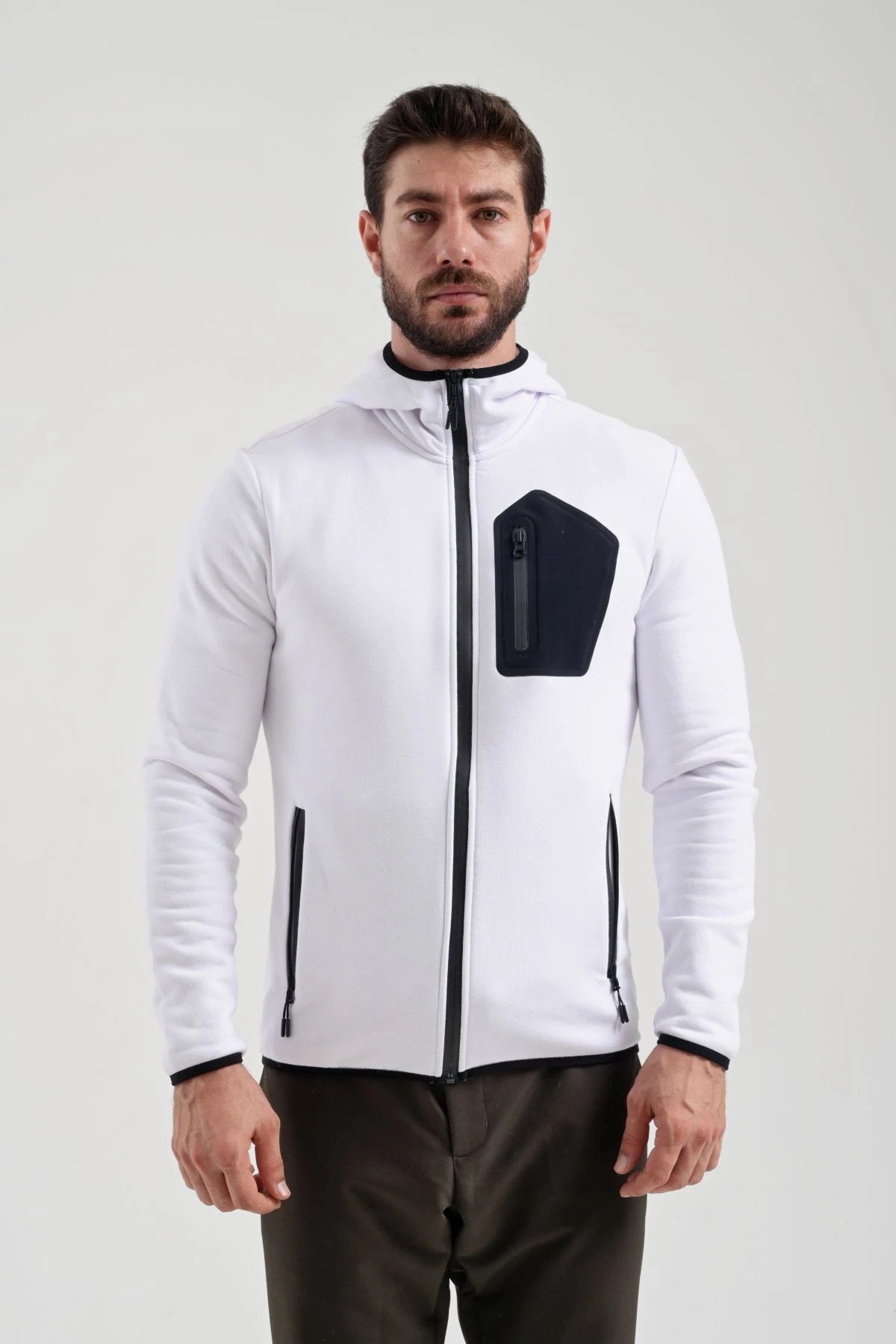 EXUMA ERKEK TAM FERMUARLI SWEATSHIRT 2312250 - WHITE