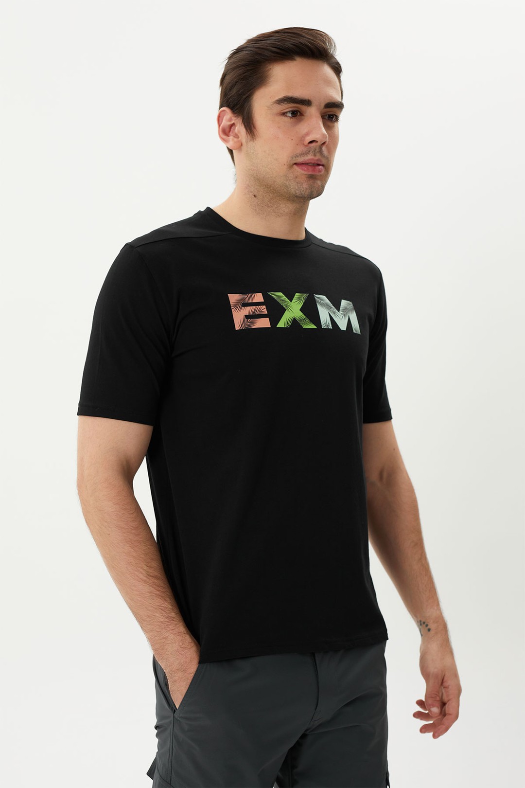 EXUMA ERKEK BASKILI T-SHIRT 1412063 - 010-BLACK