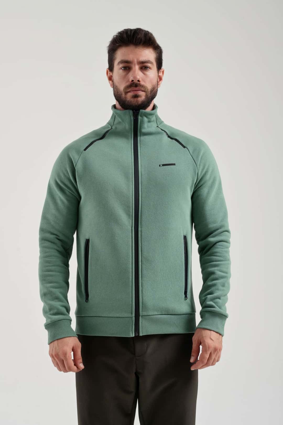 EXUMA ERKEK TAM FERMUARLI SWEATSHIRT 2419002 - 361-GREEN