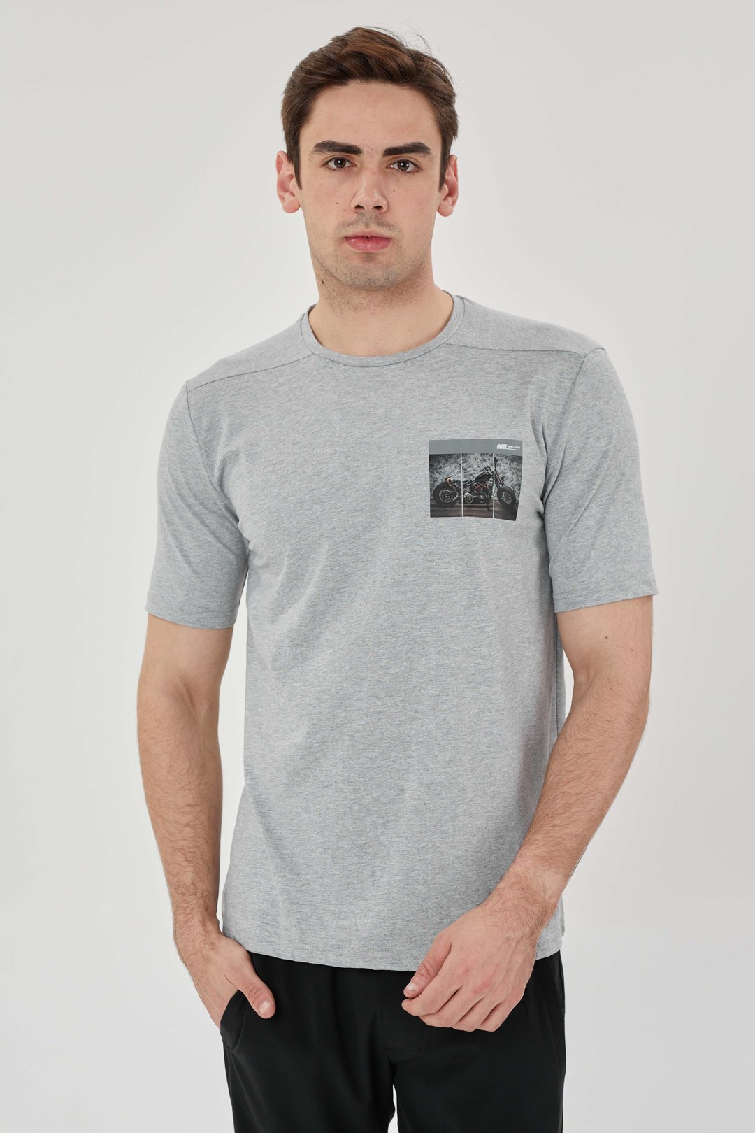 EXUMA ERKEK BASKILI T-SHIRT 1412072 - GREY