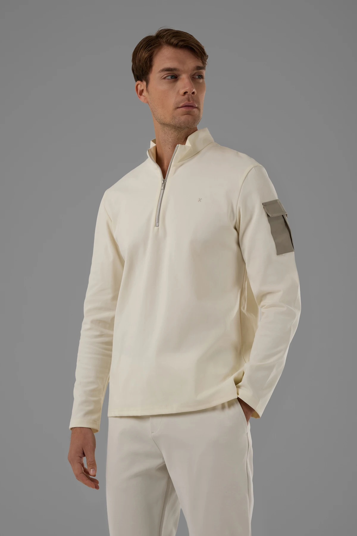 EXUMA ERKEK KAYIKÇI YAKA SWEATSHIRT 2519009 - OFF WHITE