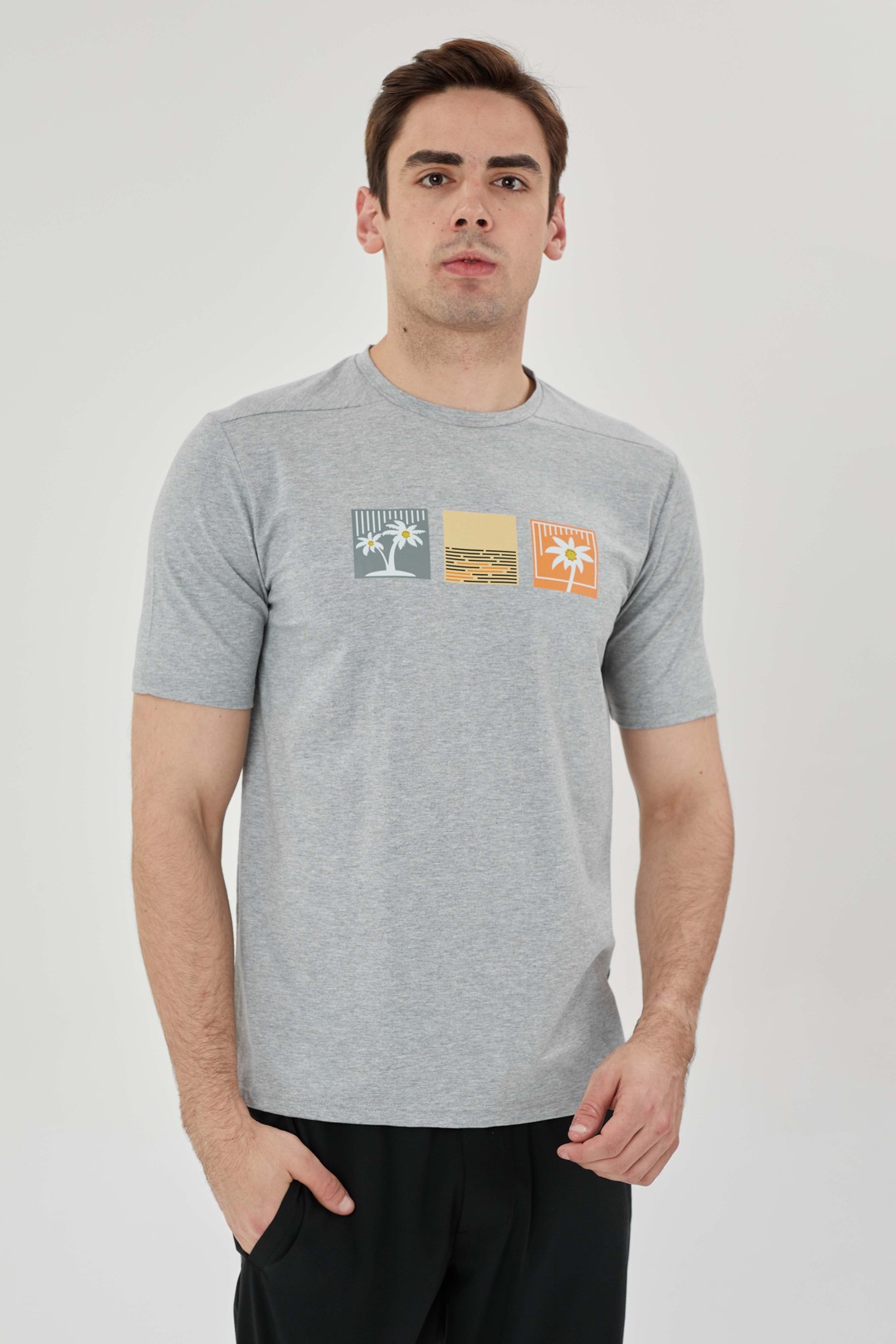 EXUMA ERKEK BASKILI T-SHIRT 1412058 - GREY