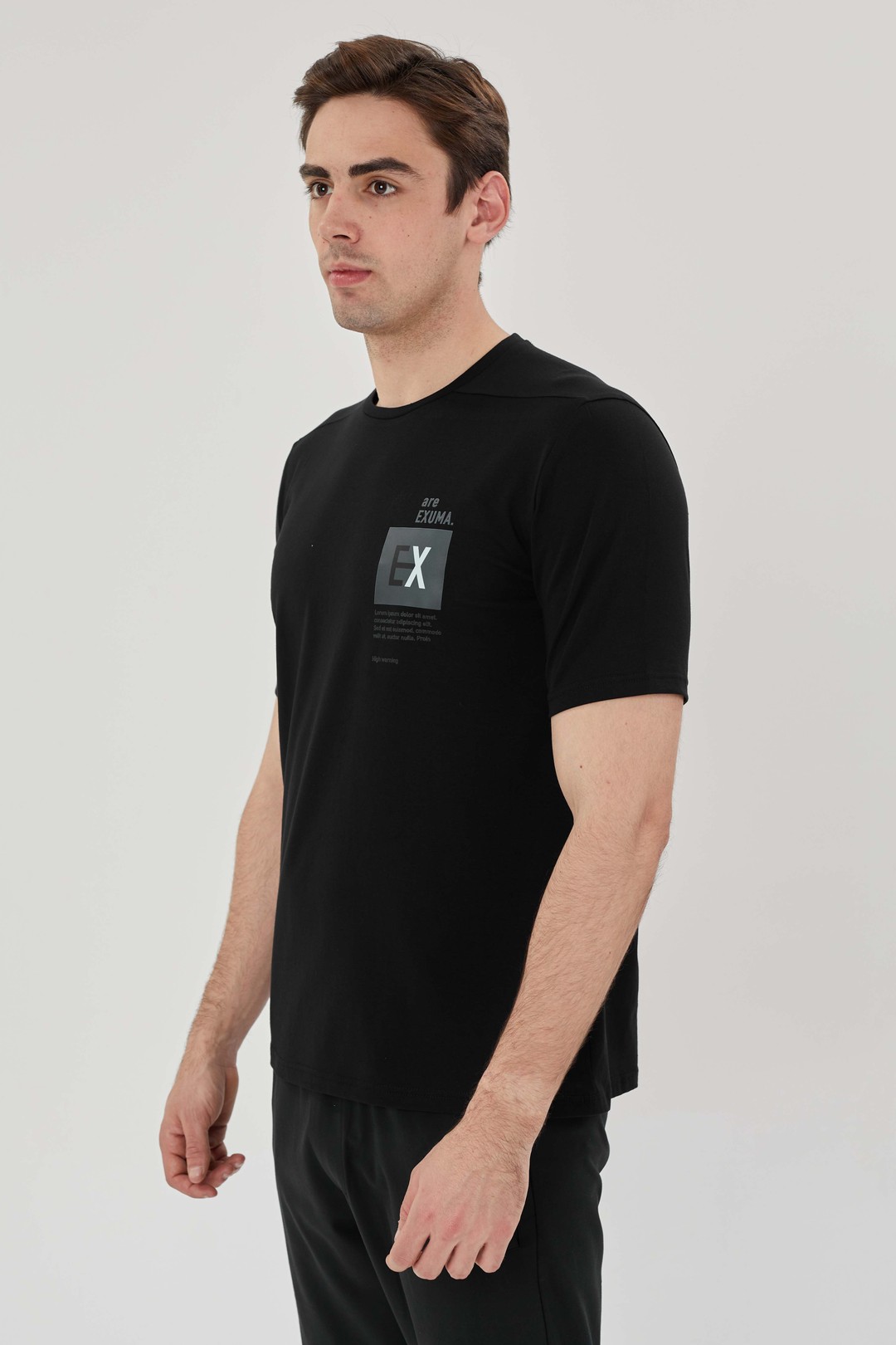 EXUMA ERKEK BASKILI T-SHIRT 1412095 - 010-BLACK