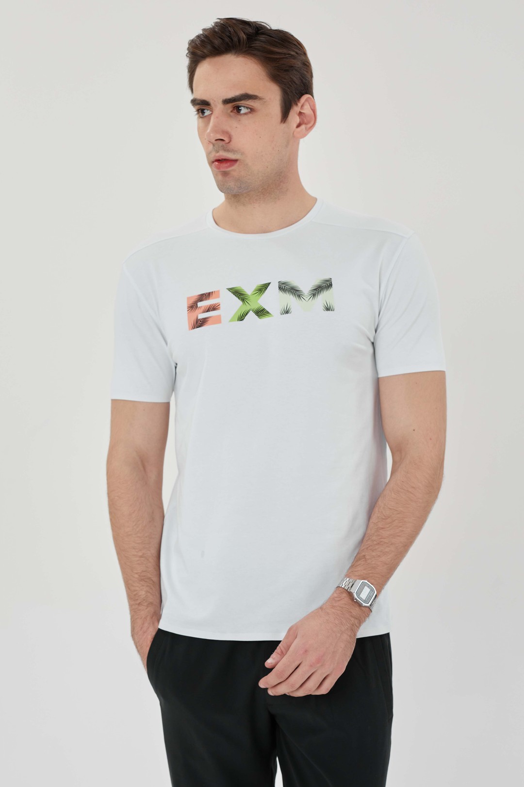 EXUMA ERKEK BASKILI T-SHIRT 1412063 - WHITE