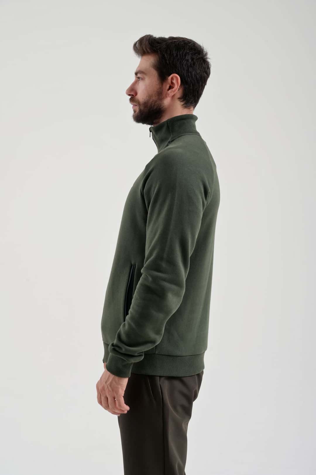 EXUMA ERKEK TAM FERMUARLI SWEATSHIRT 2419002 - Haki