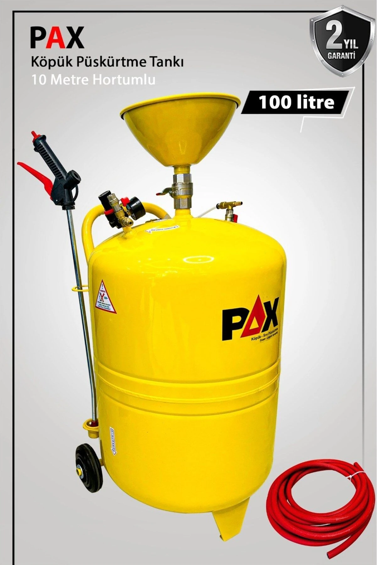 100 Litre Köpük Tankı Köpük Püskürtme 10 Metre Hortum Tabancalı
