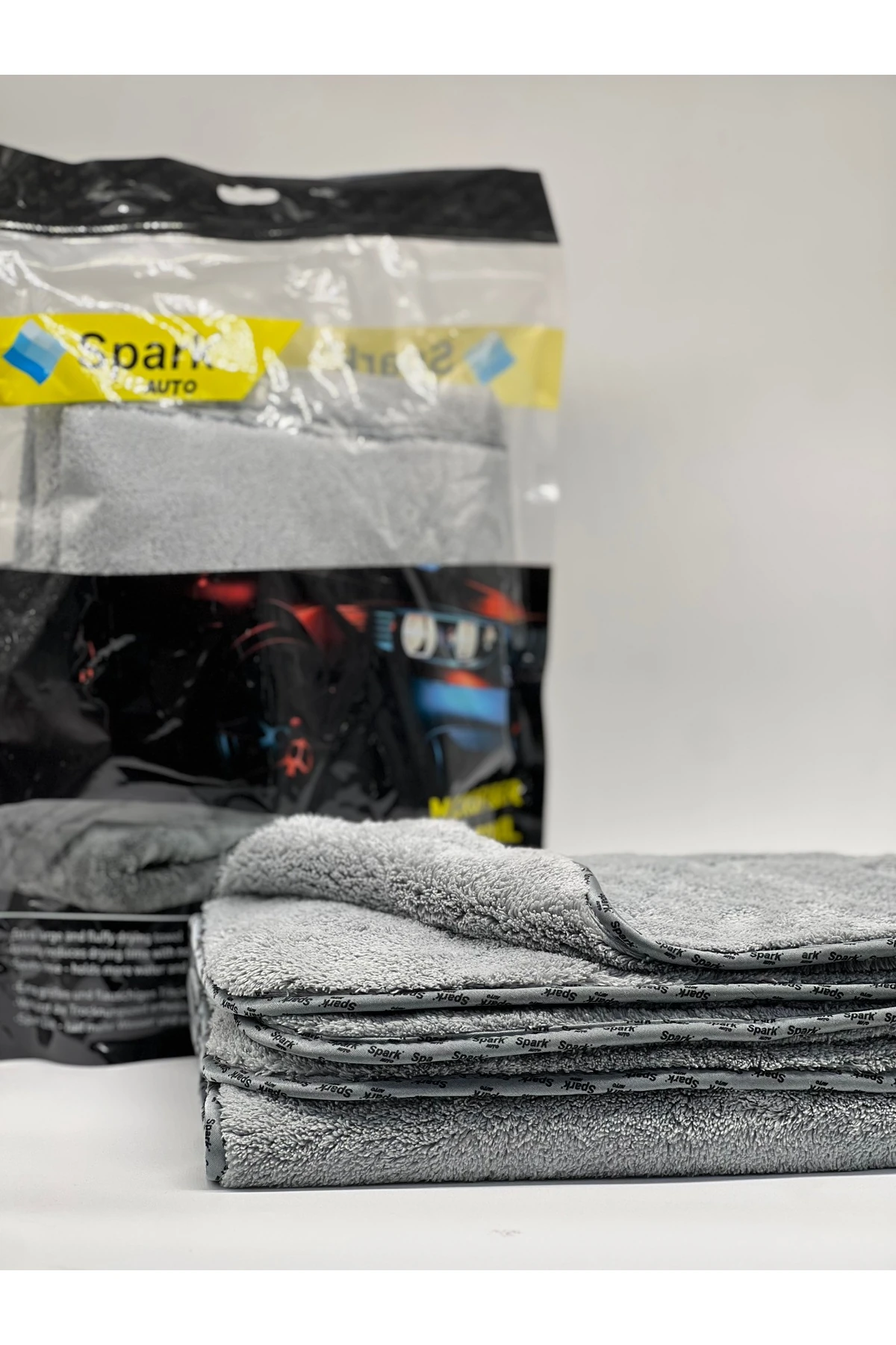 (1 Adet) Spark 2316 Mikrofiber Peluş Oto Kurulama Ve Temizlik Bezi Büyük Boy 60x90 Cm. Gri