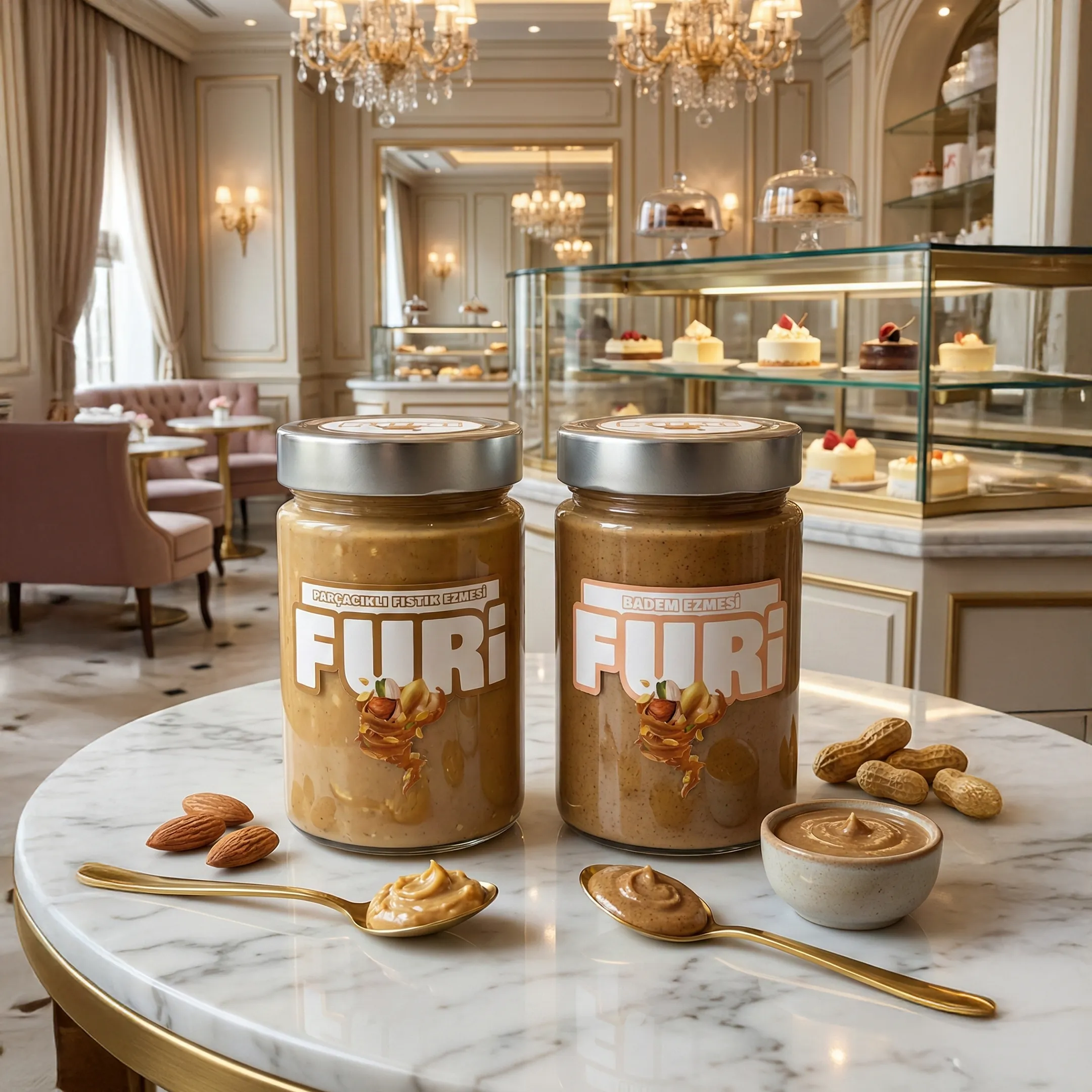 Parçacıklı Fıstık Ezmesi 600g + Badem Ezmesi 600g