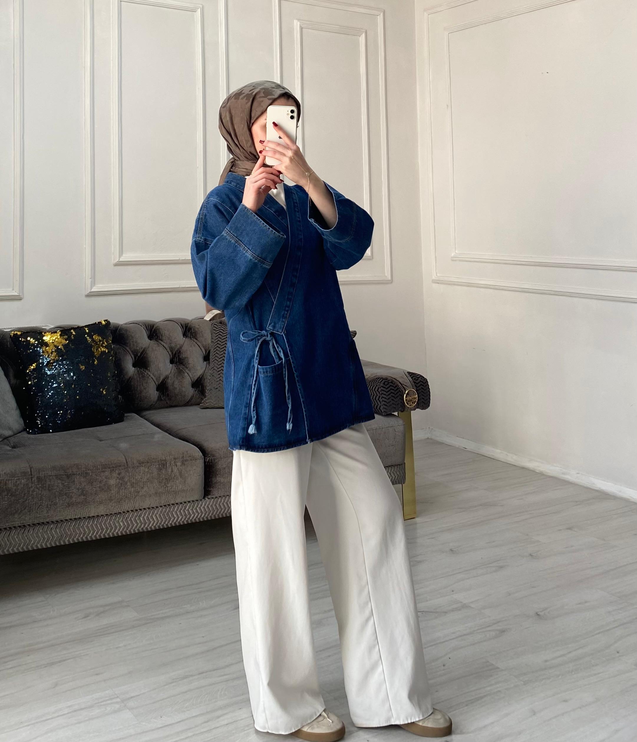 Ferra Denim Ceket - Koyu Kot