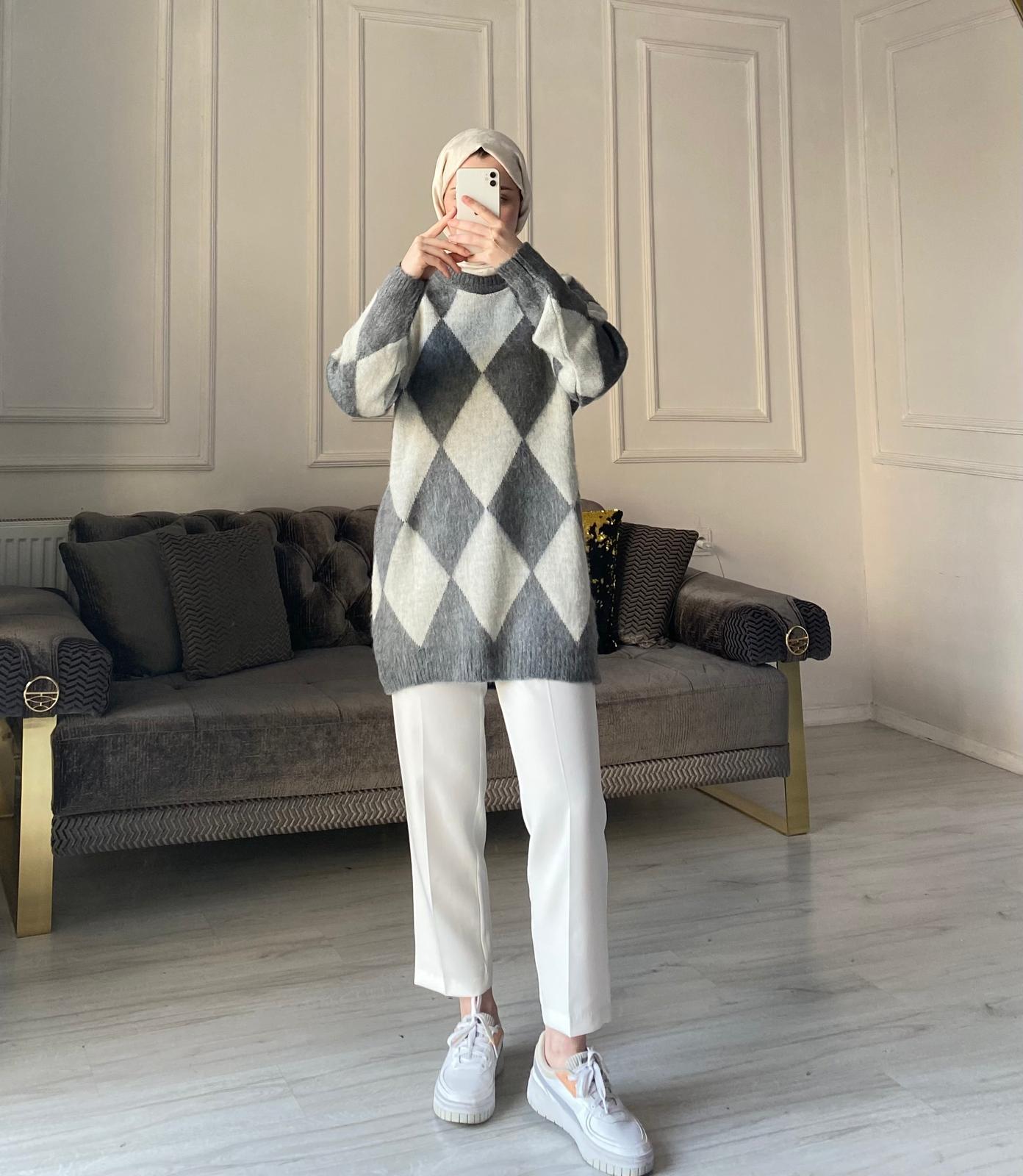 Baklava Desen Premium Kalite Kazak - Antrasit