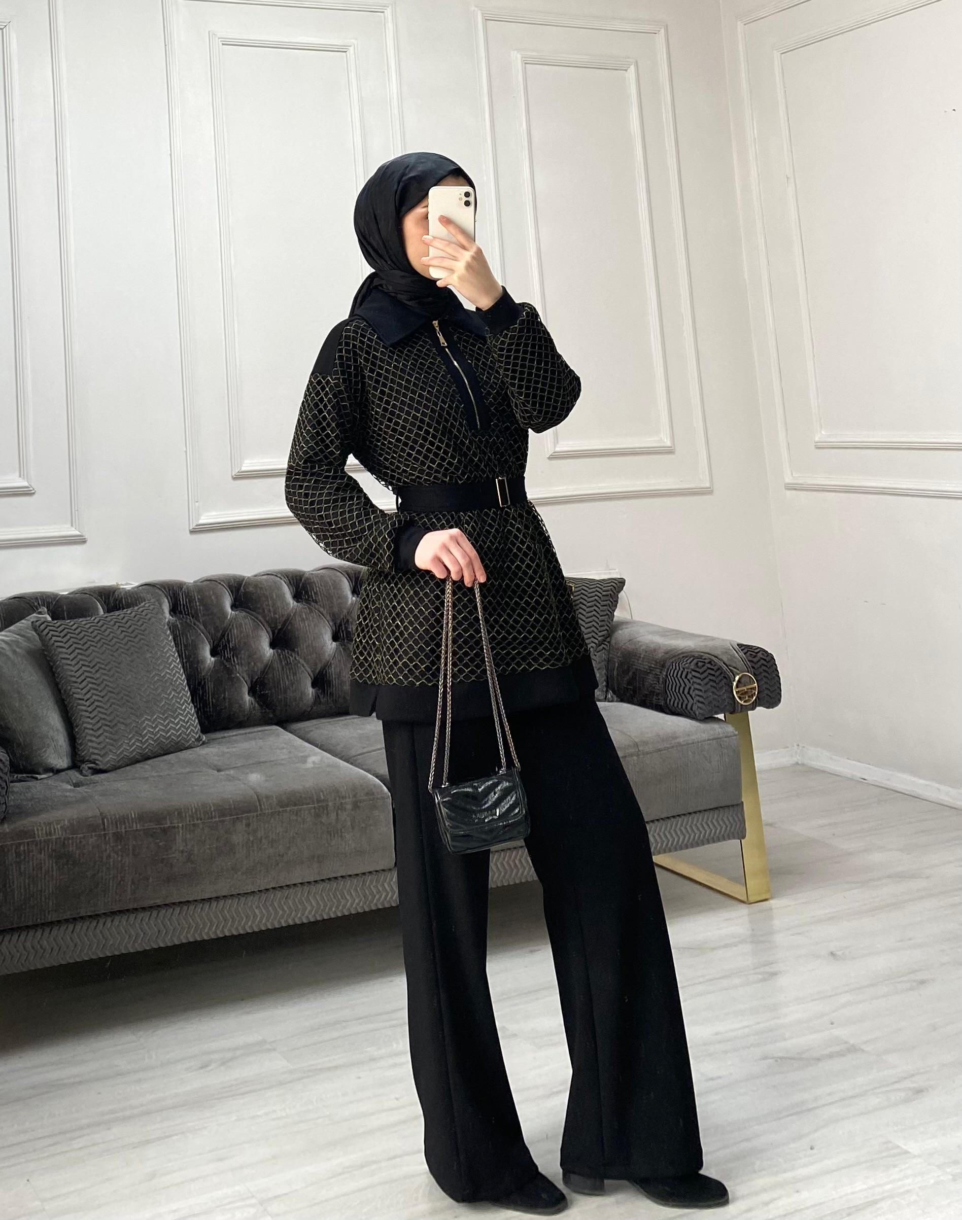 Nare Pantolonlu Takım - Siyah