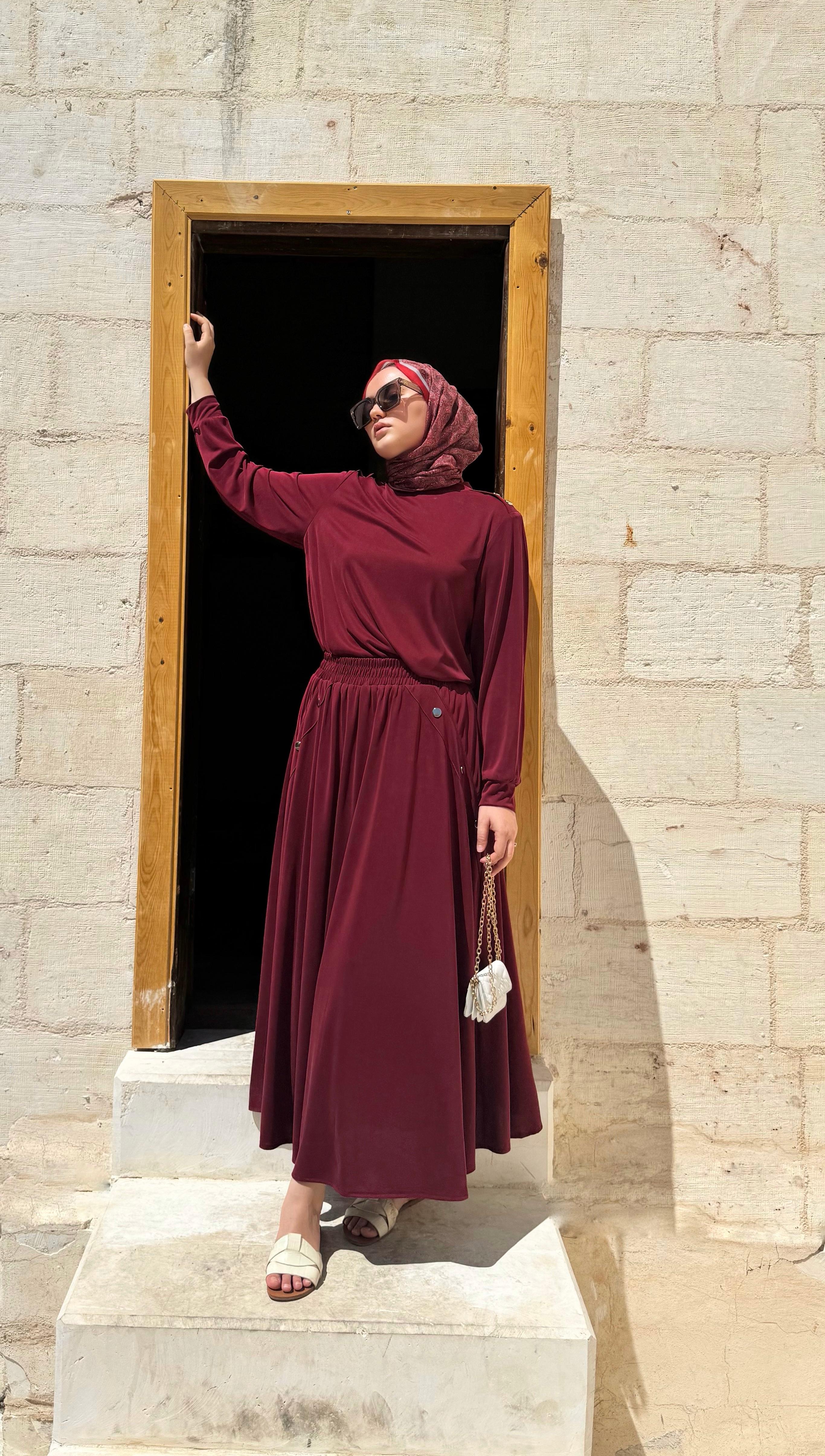 Oyş Etekli Takım - Bordo