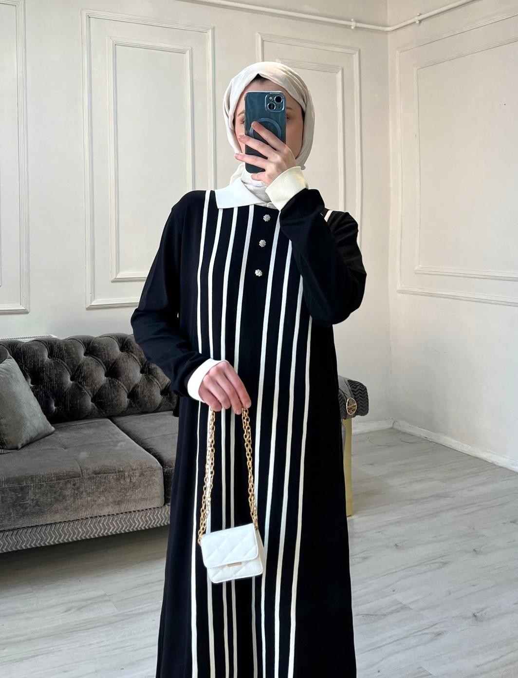 Mely Merserize Elbise - Siyah