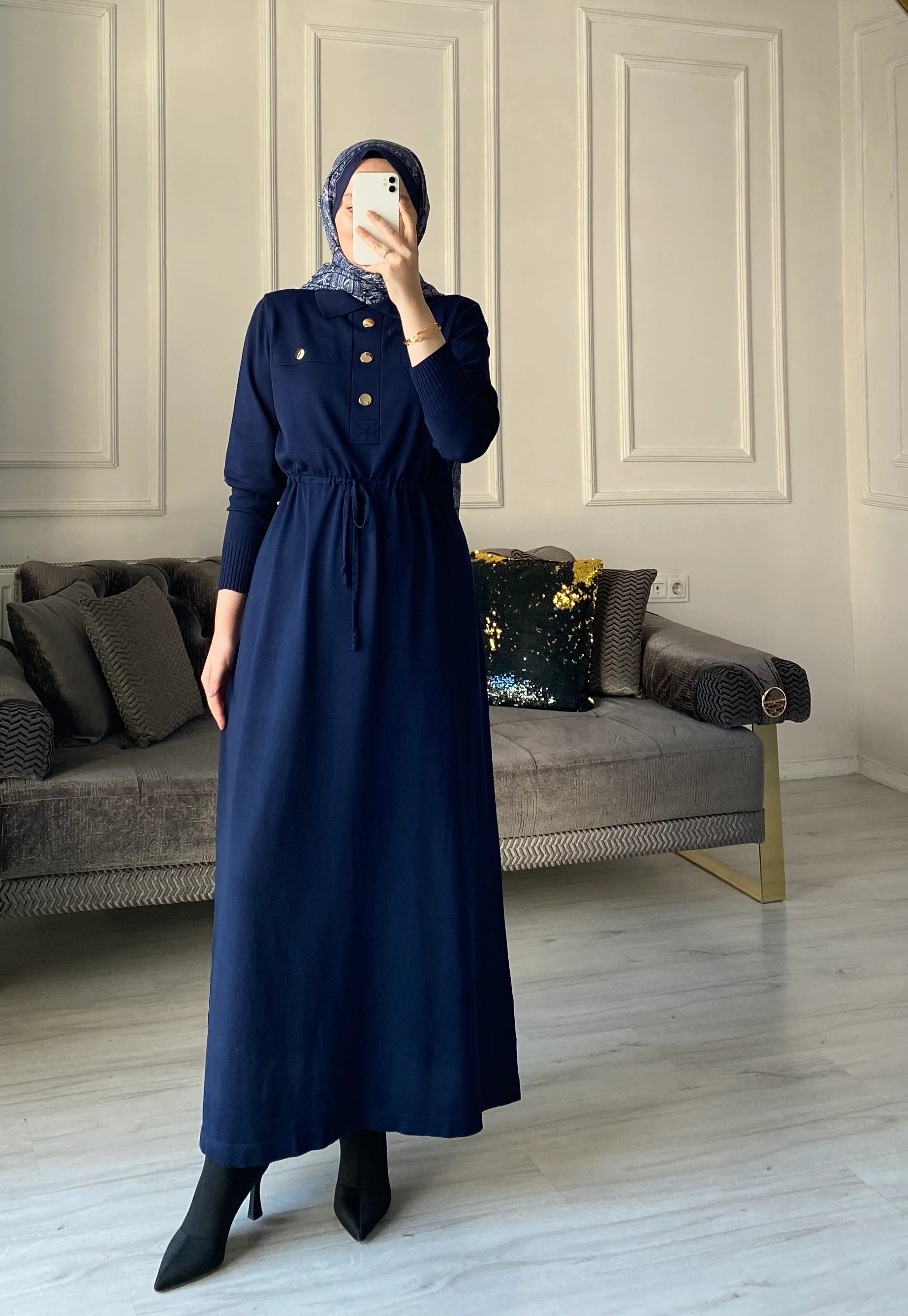 Benna Merserize Elbise - Lacivert