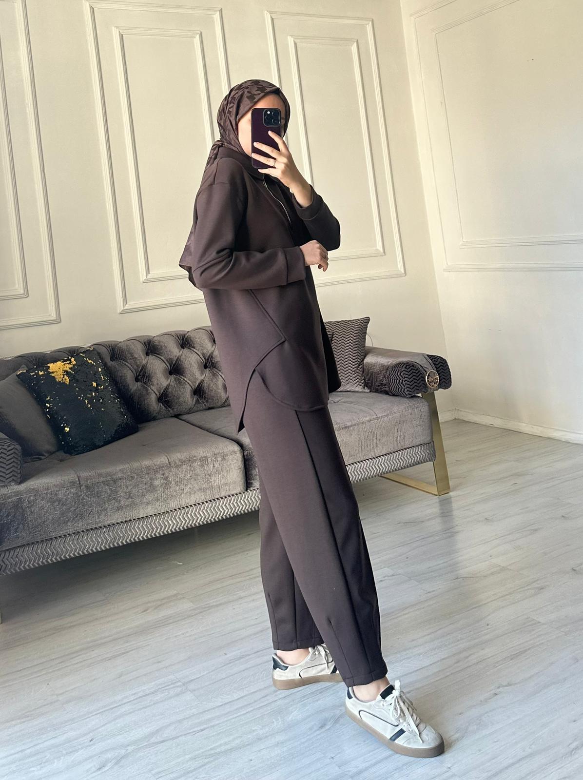 Nitel Oysh Pantolonlu Takım - Acı Kahve