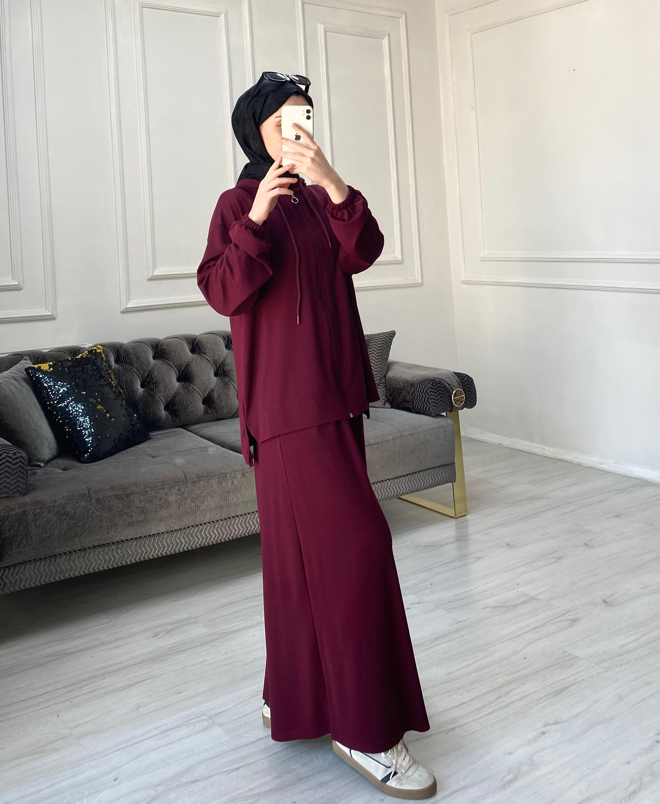 Amara Oysh Pantolonlu Takım - Bordo