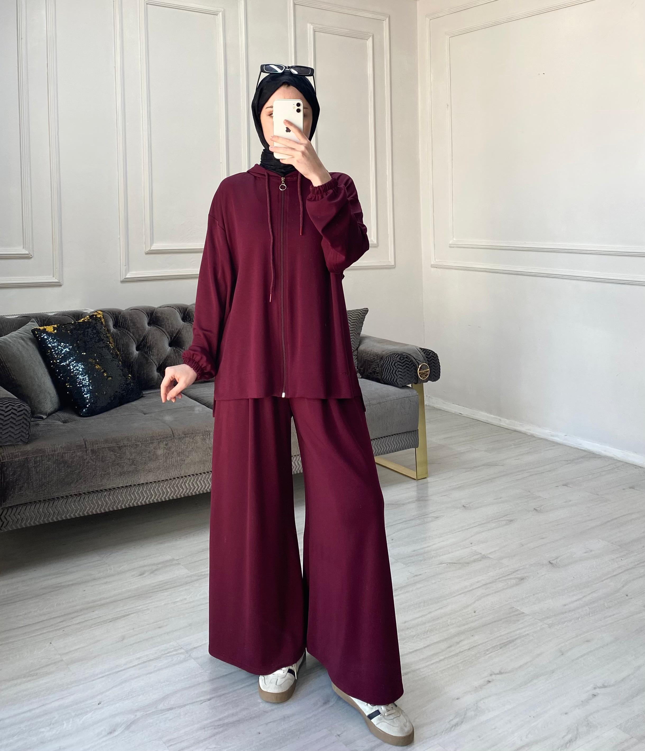 Amara Oysh Pantolonlu Takım - Bordo