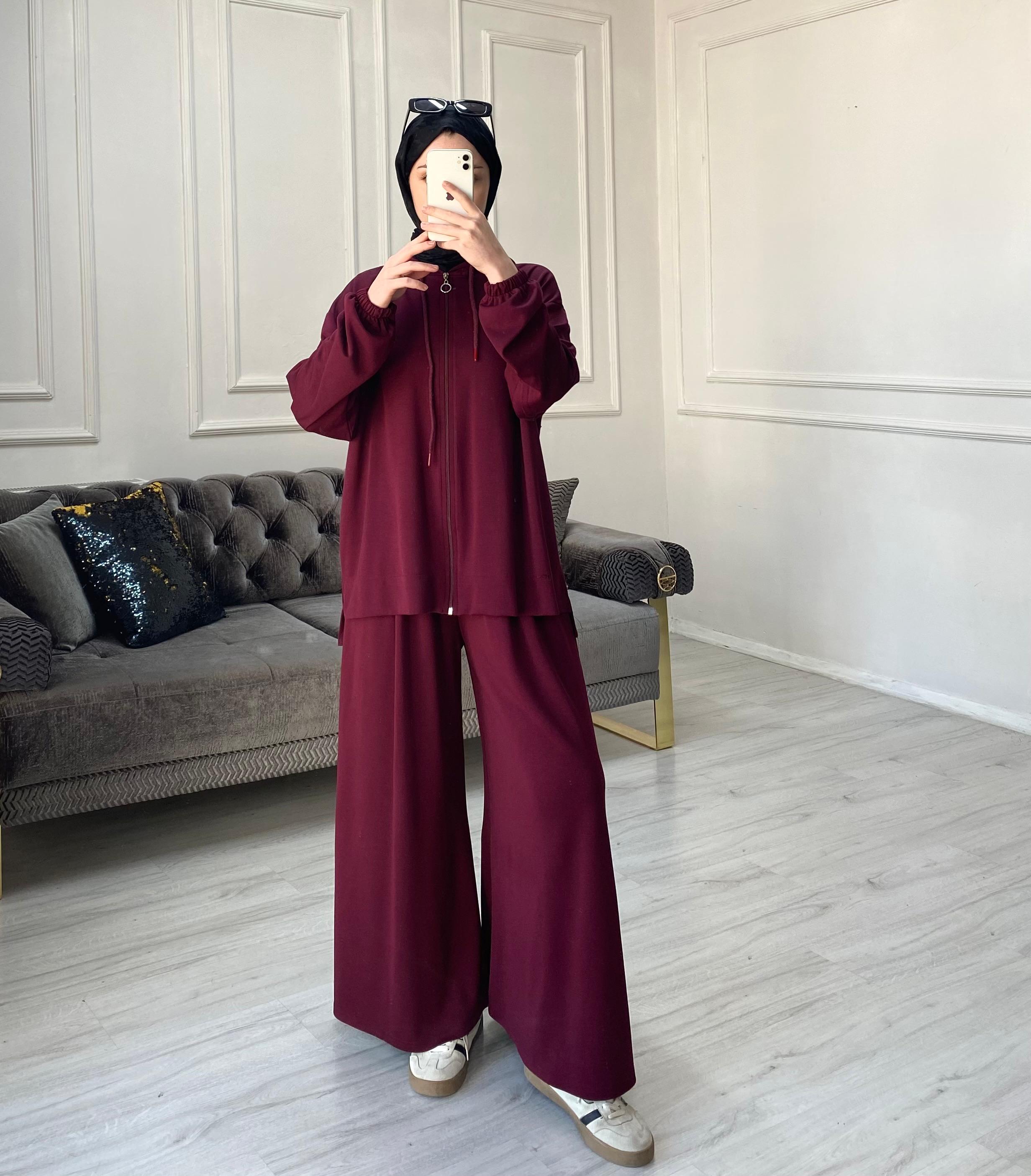 Amara Oysh Pantolonlu Takım - Bordo