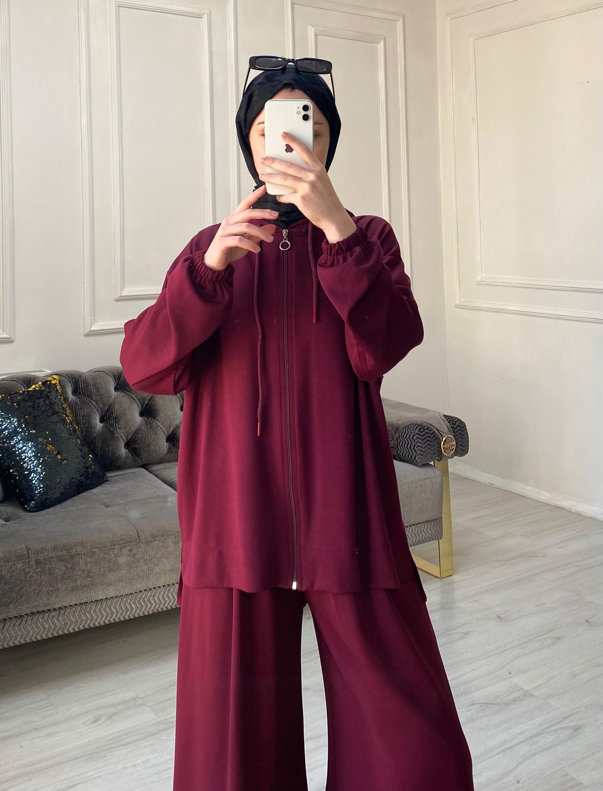 Amara Oysh Pantolonlu Takım - Bordo