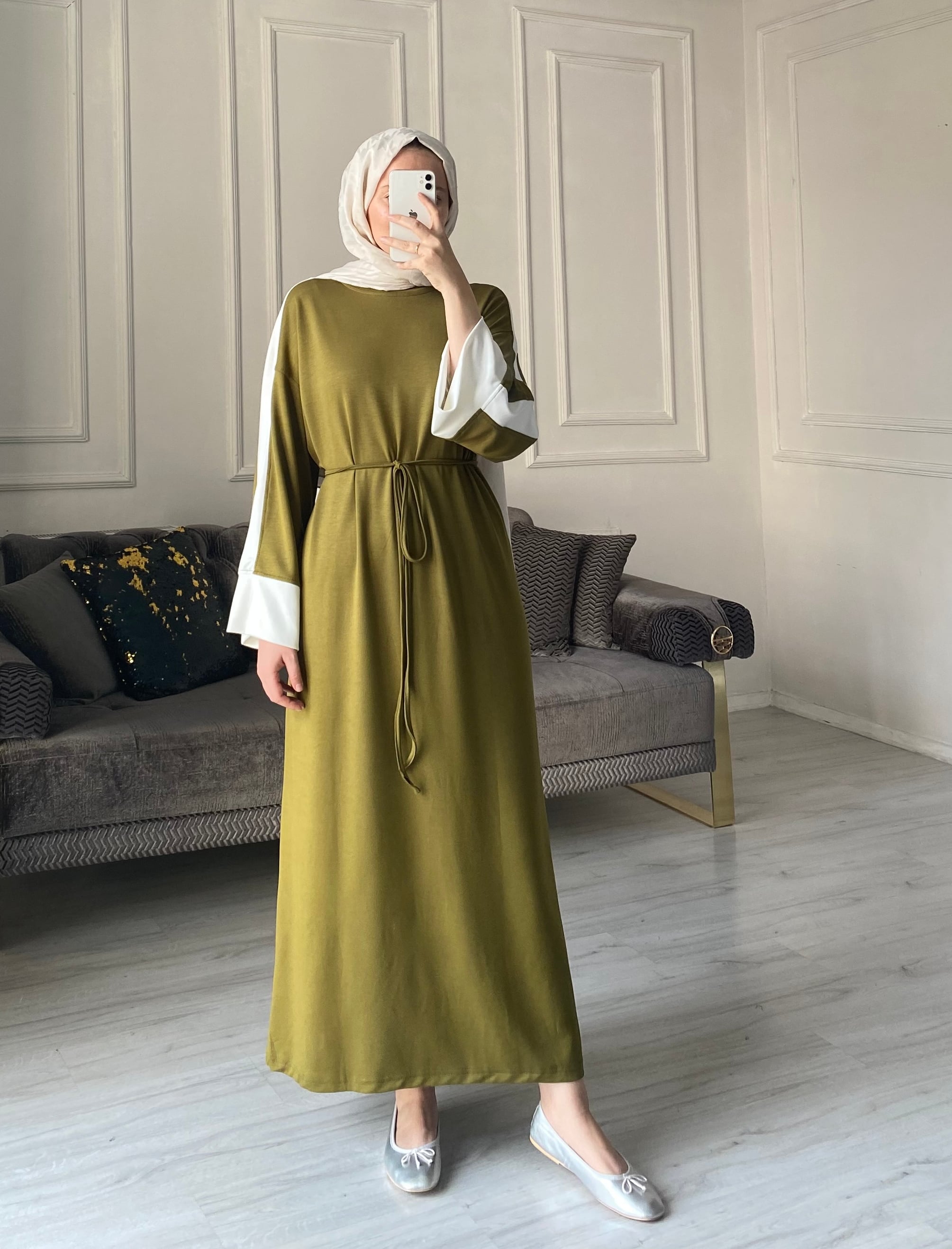 Nora Oysh Elbise  - Yağ Yeşili