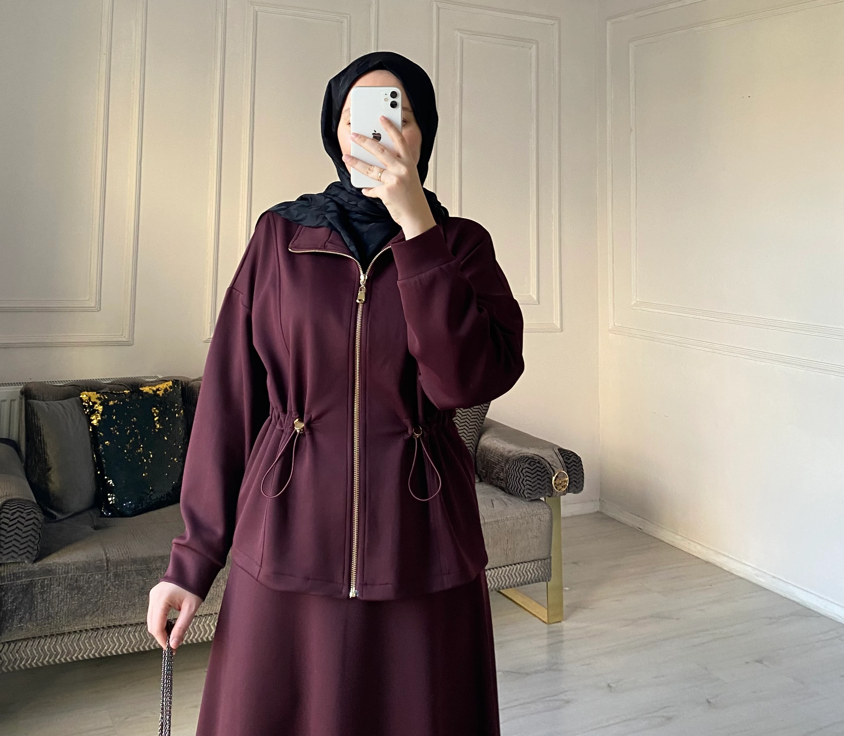 Leyla Scuba Etekli Takım - Bordo