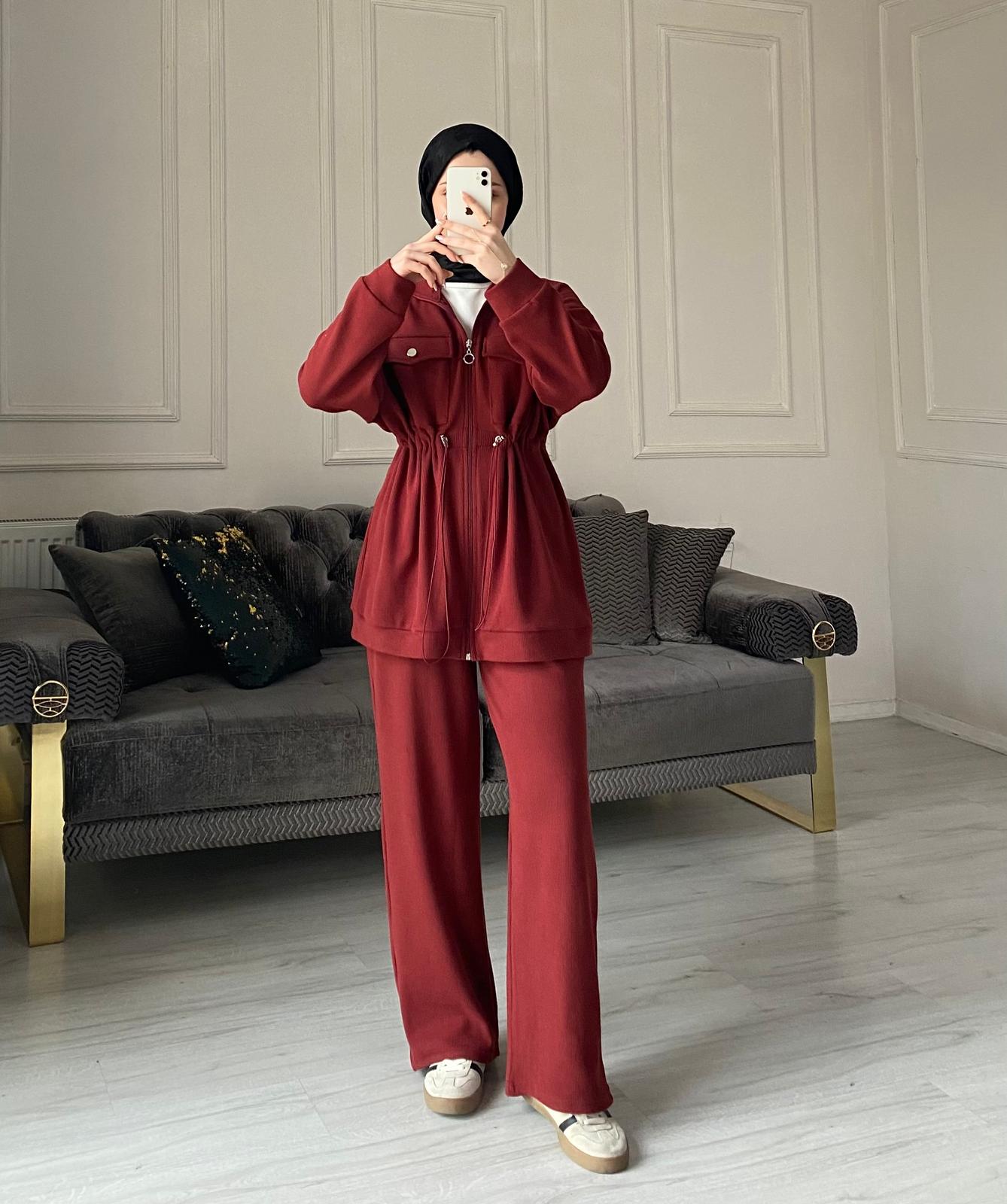 Mia Pantolonlu İkili Takım - Bordo