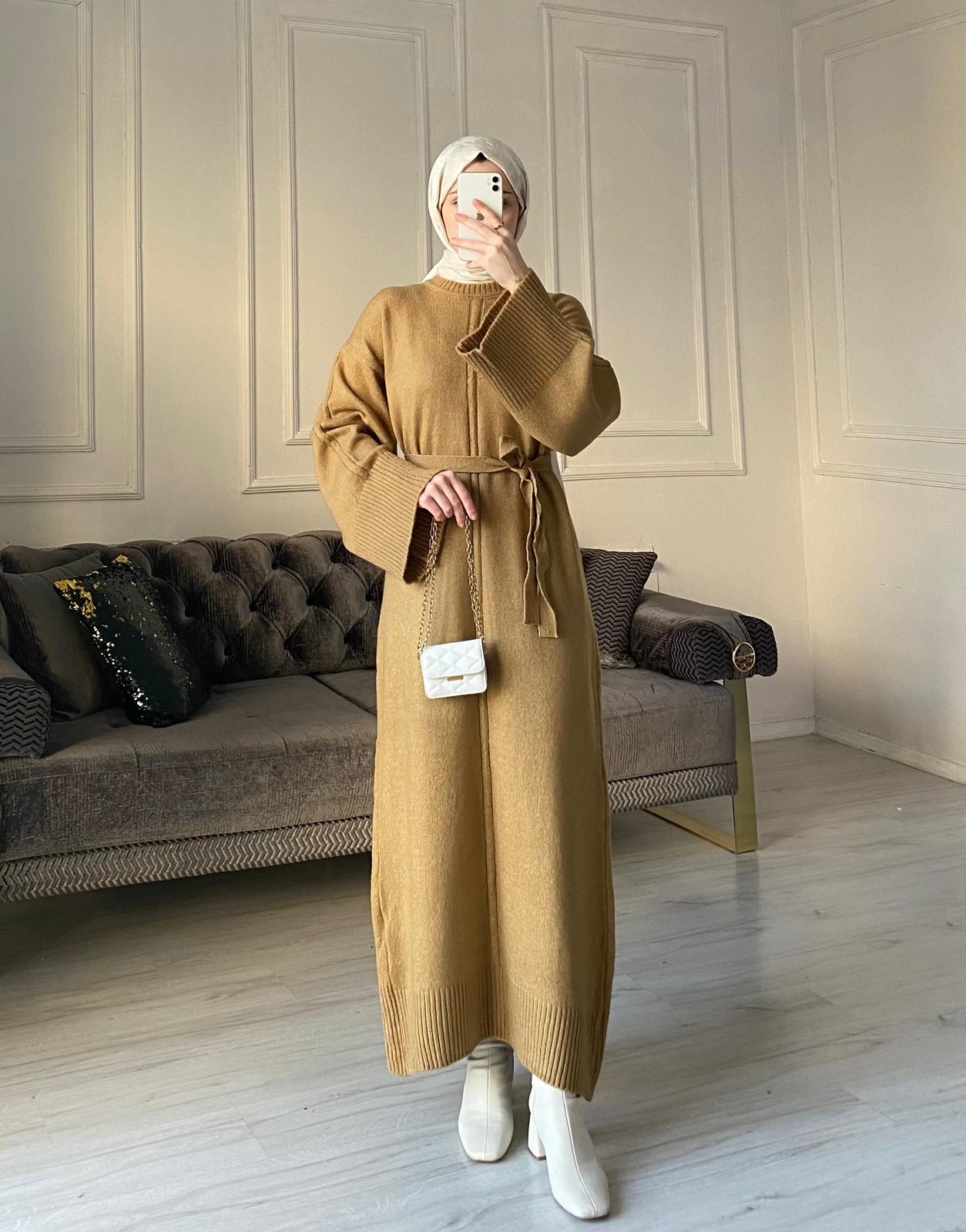 Melisa Triko Elbise - Camel